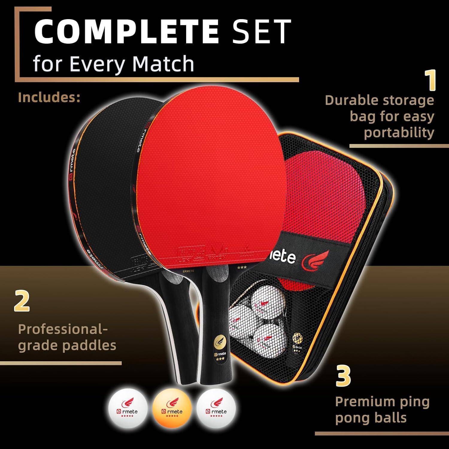 Tischtennis Set Profi 2 Schläger 3 Bälle Tragetasche - Ideal für