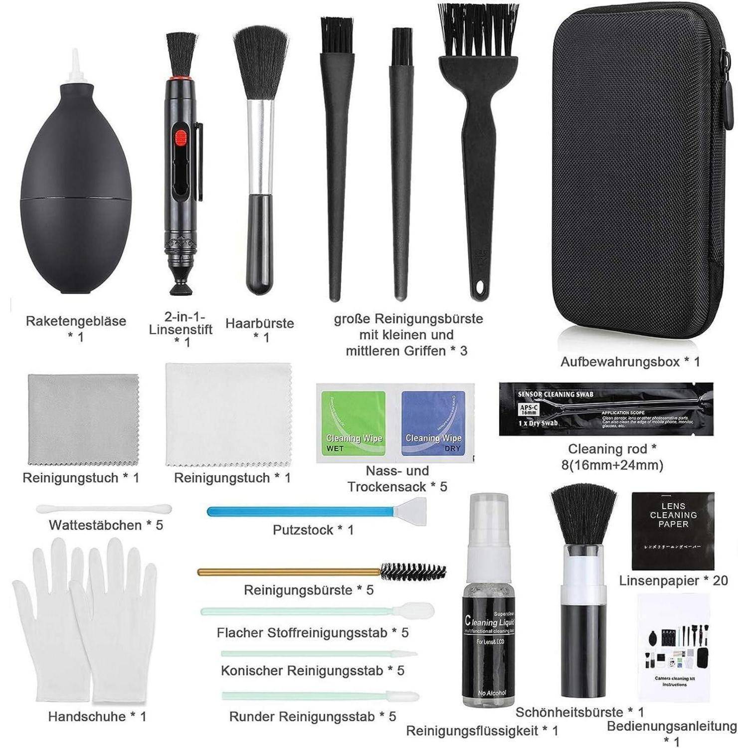 18-teiliges Kamera Reinigungsset Objektive Reinigungs-Sets - DSLR