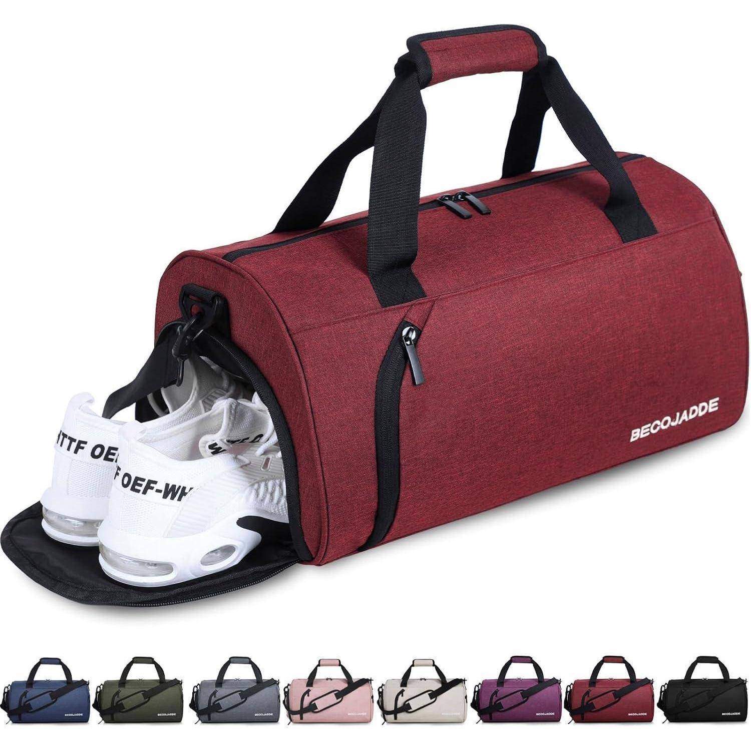 Sporttasche für Damen und Herren 25L Rotwein Fitness Reisetasche mit