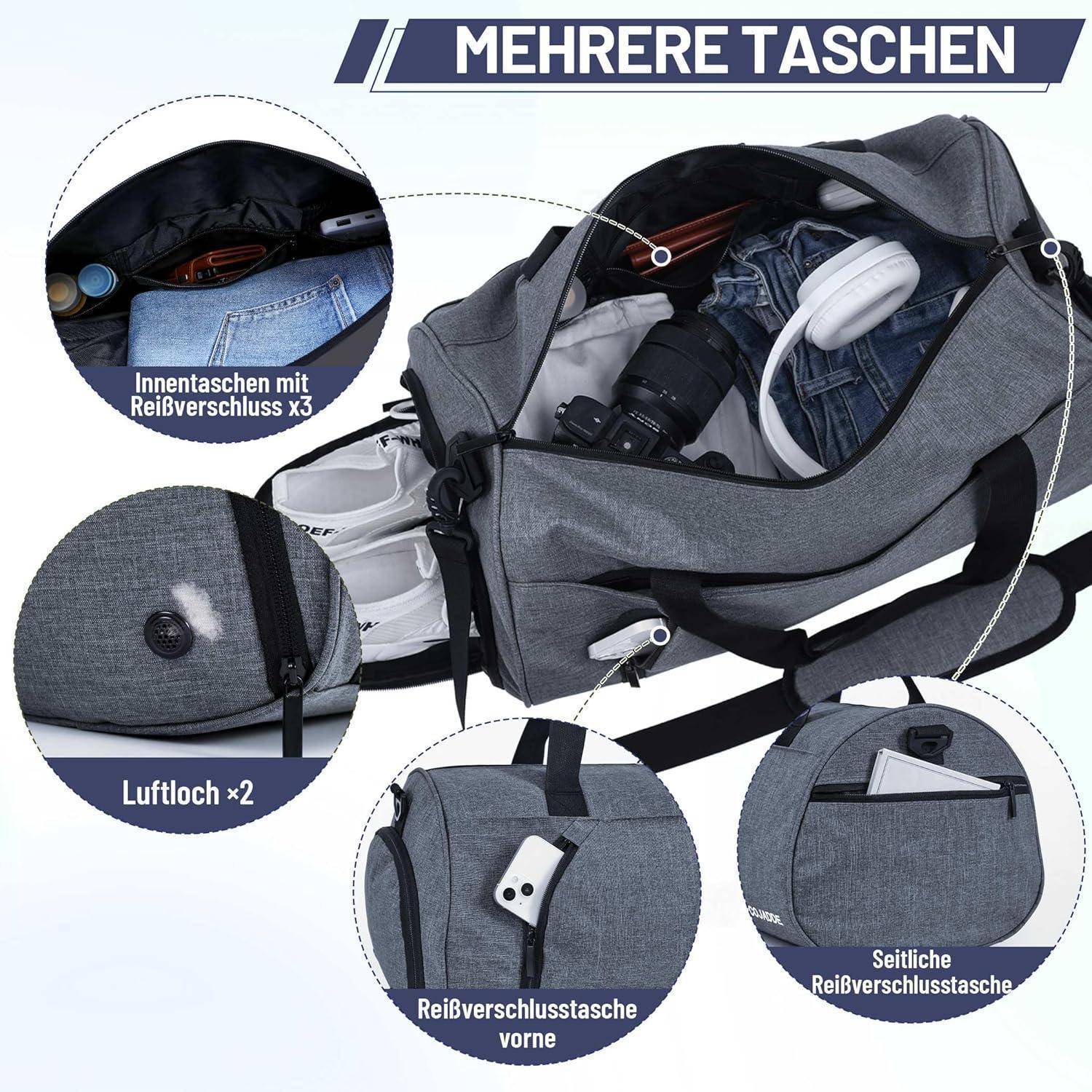 Sporttasche Damen und Herren 35L Reisetasche Duffel Bag wasserdicht