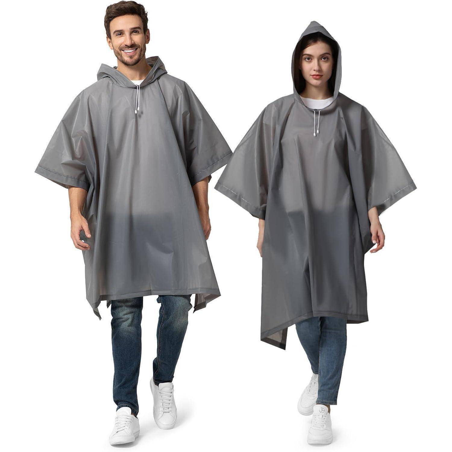 Regenponcho Damen Herren Rucksäcke Wandern Festival 2 Stück Grau