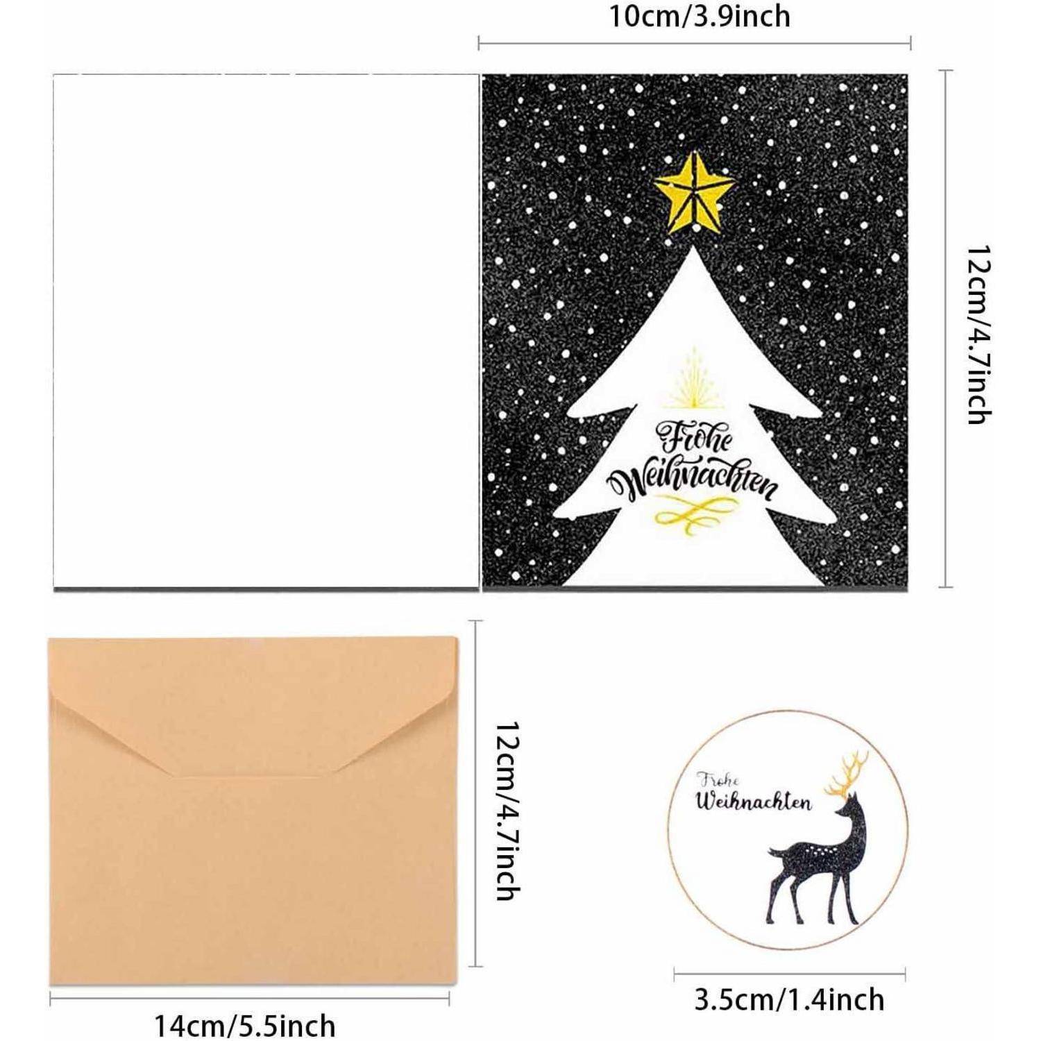 Weihnachtskarten Set 24er Umschlägen Aufkleber 6 Designs Klappkarten