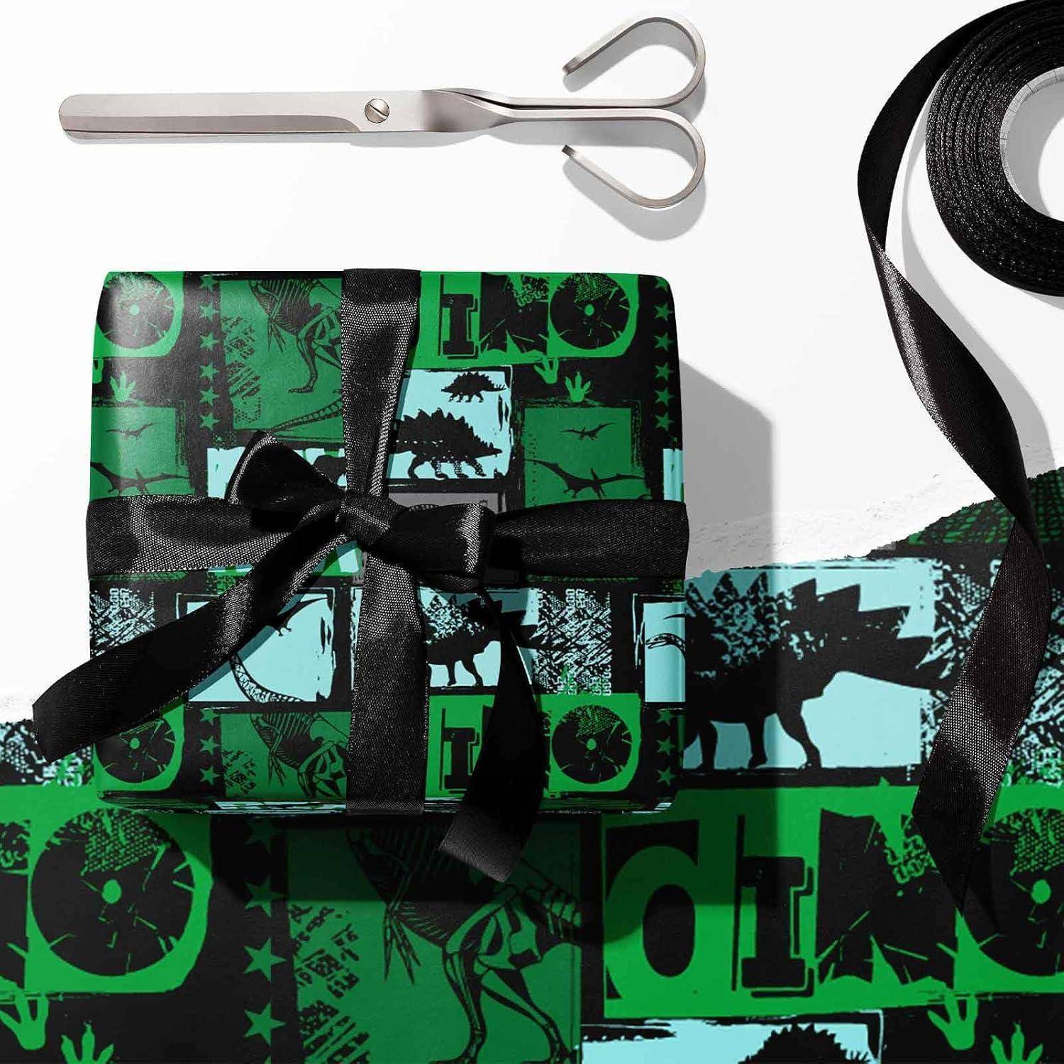 3 Rollen Dinosaurier Geschenkpapier UV-Druck 43x300cm