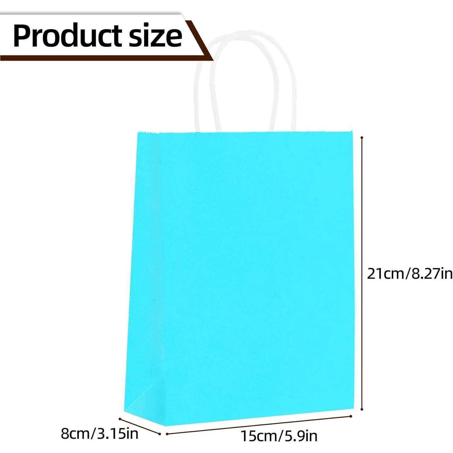 Papiertüten mit Henkel 20 Stück 22x15x8CM Blau Kraft Geschenktüte