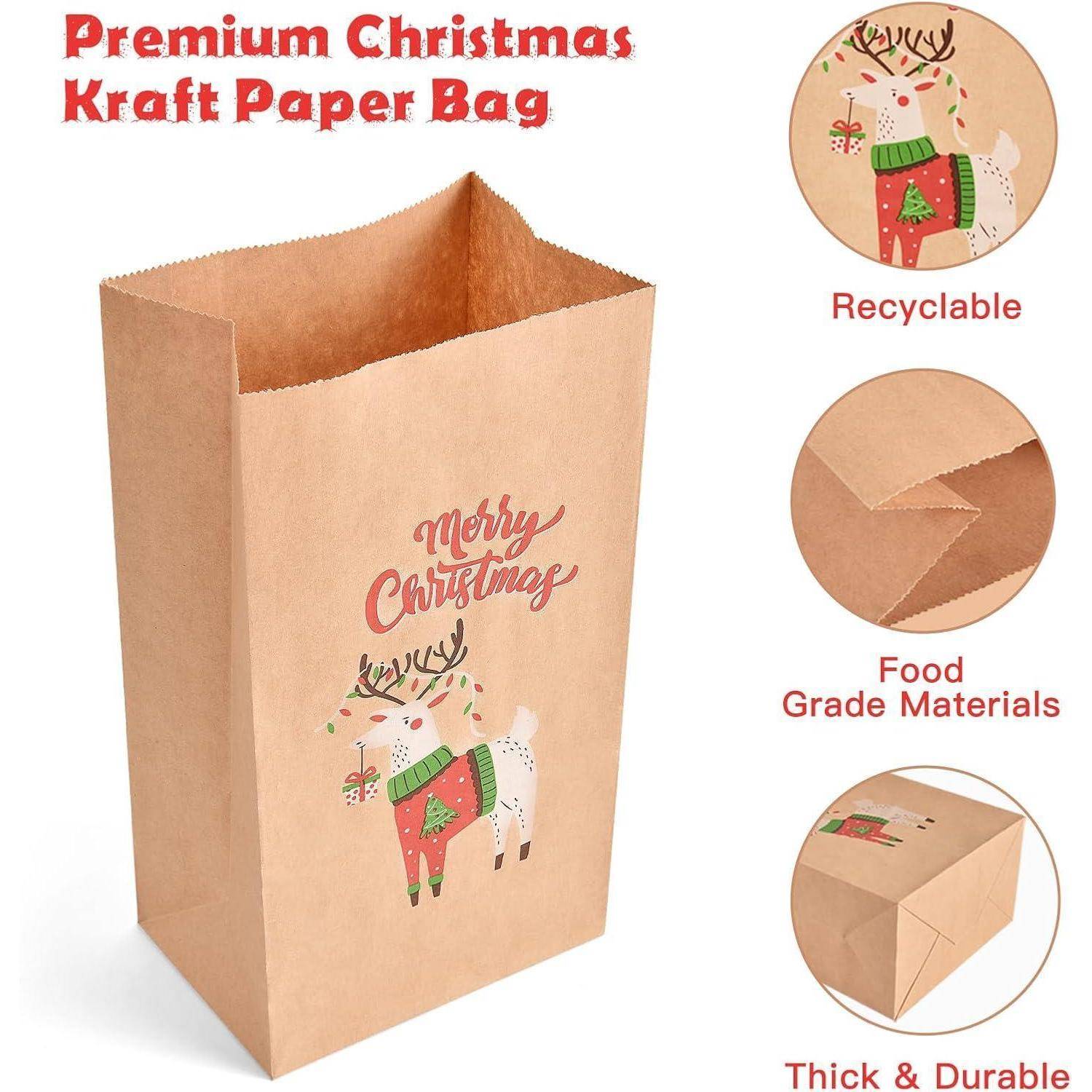 Weihnachten Geschenktüten Adventskalender 24 Klein Braun Papier Xmas