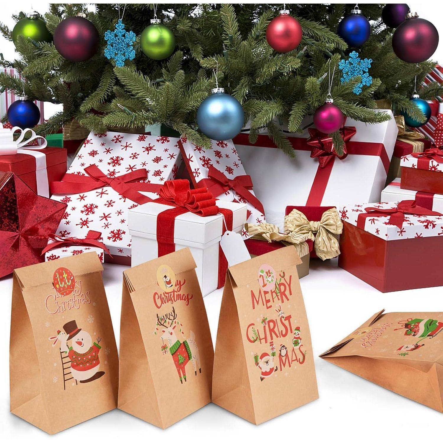 Weihnachten Geschenktüten Adventskalender 24 Klein Braun Papier Xmas