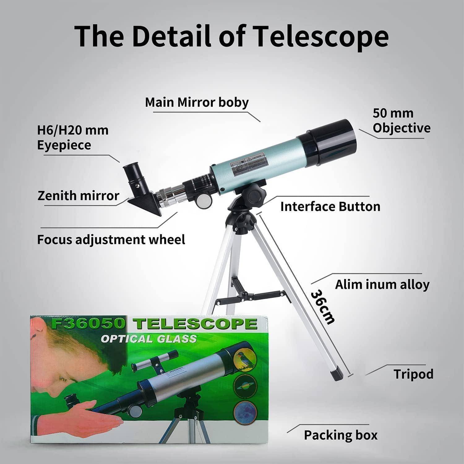 Astronomical Telescope für Kinder Zoom 360/50 mm 90X HD Monokulares