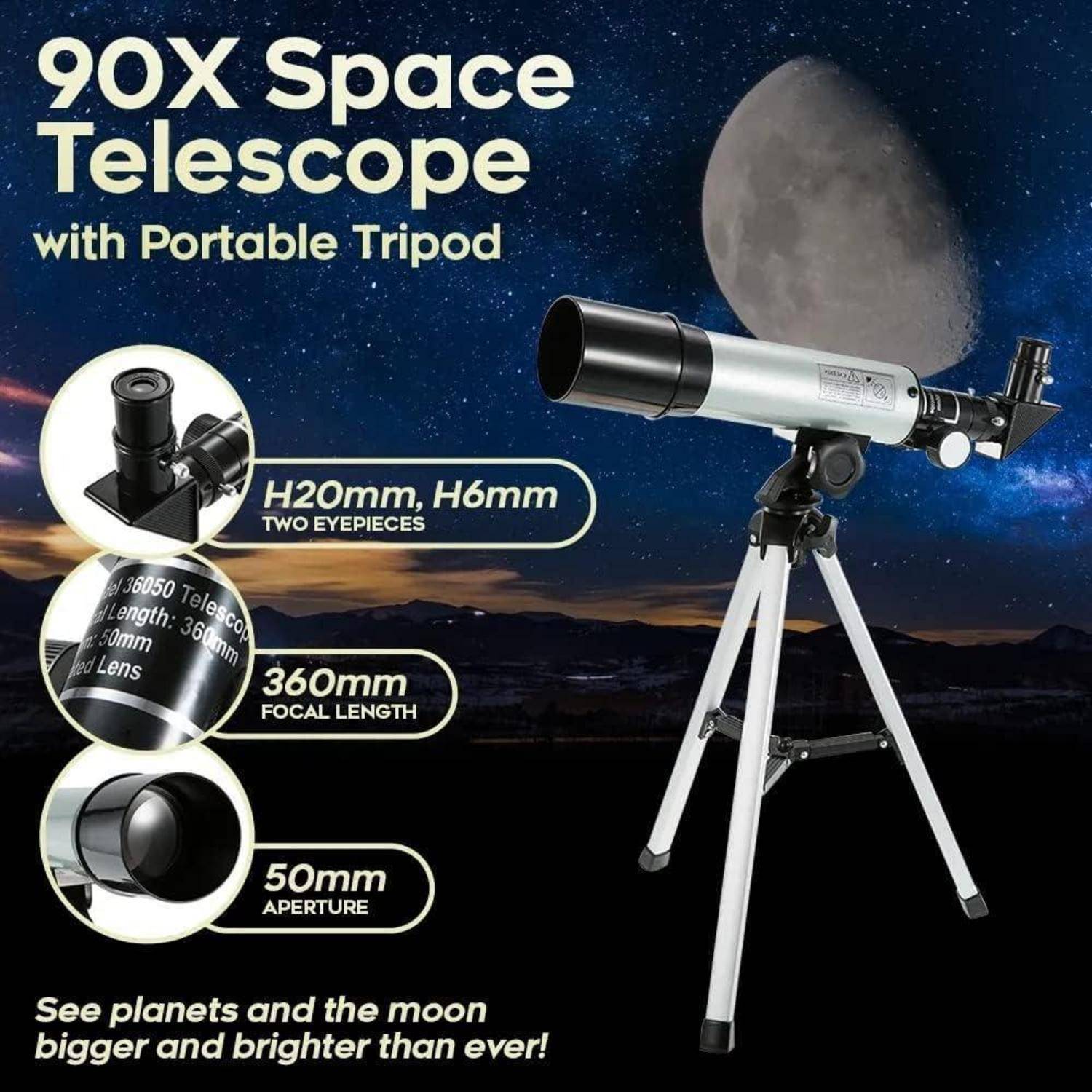 Astronomical Telescope für Kinder Zoom 360/50 mm 90X HD Monokulares