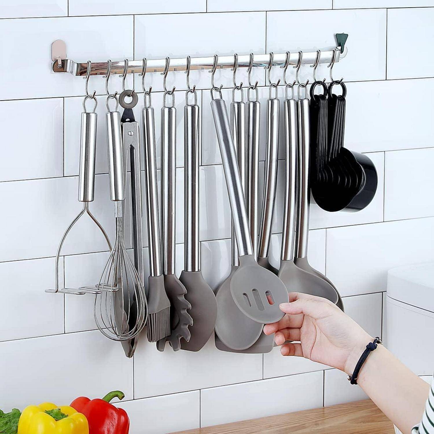 38-teiliges Silikon-Küchen-Kochgeschirr-Set Edelstahlgriff