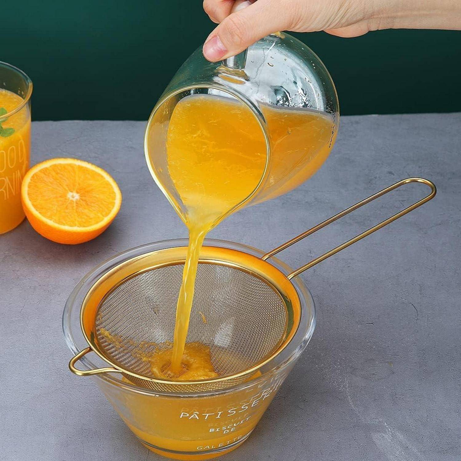 Goldenes feinmaschiges Siebset 3-teilig Edelstahl Küchensieb-Set