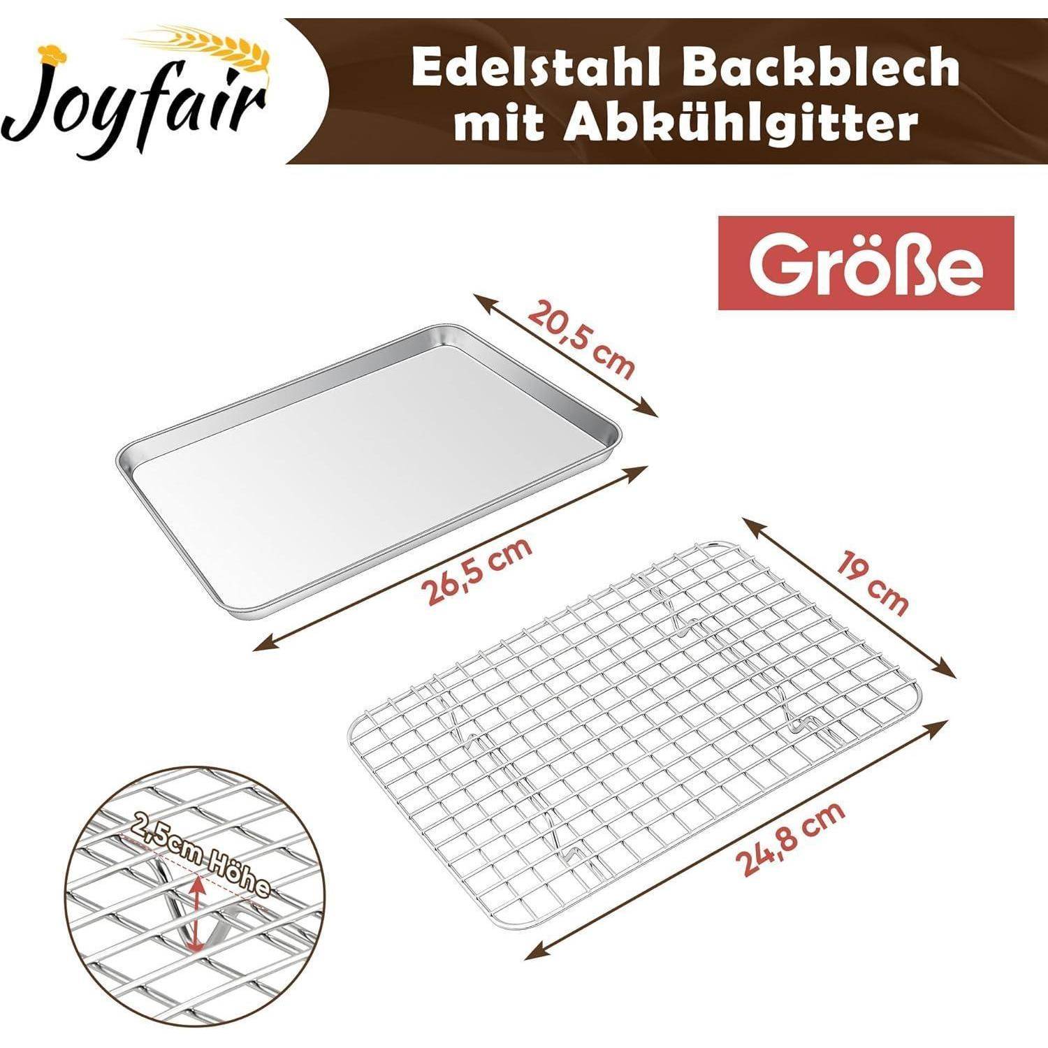 Backblech mit Abkuehlgitter Edelstahl 26,5 x 20,5 x 2,5cm