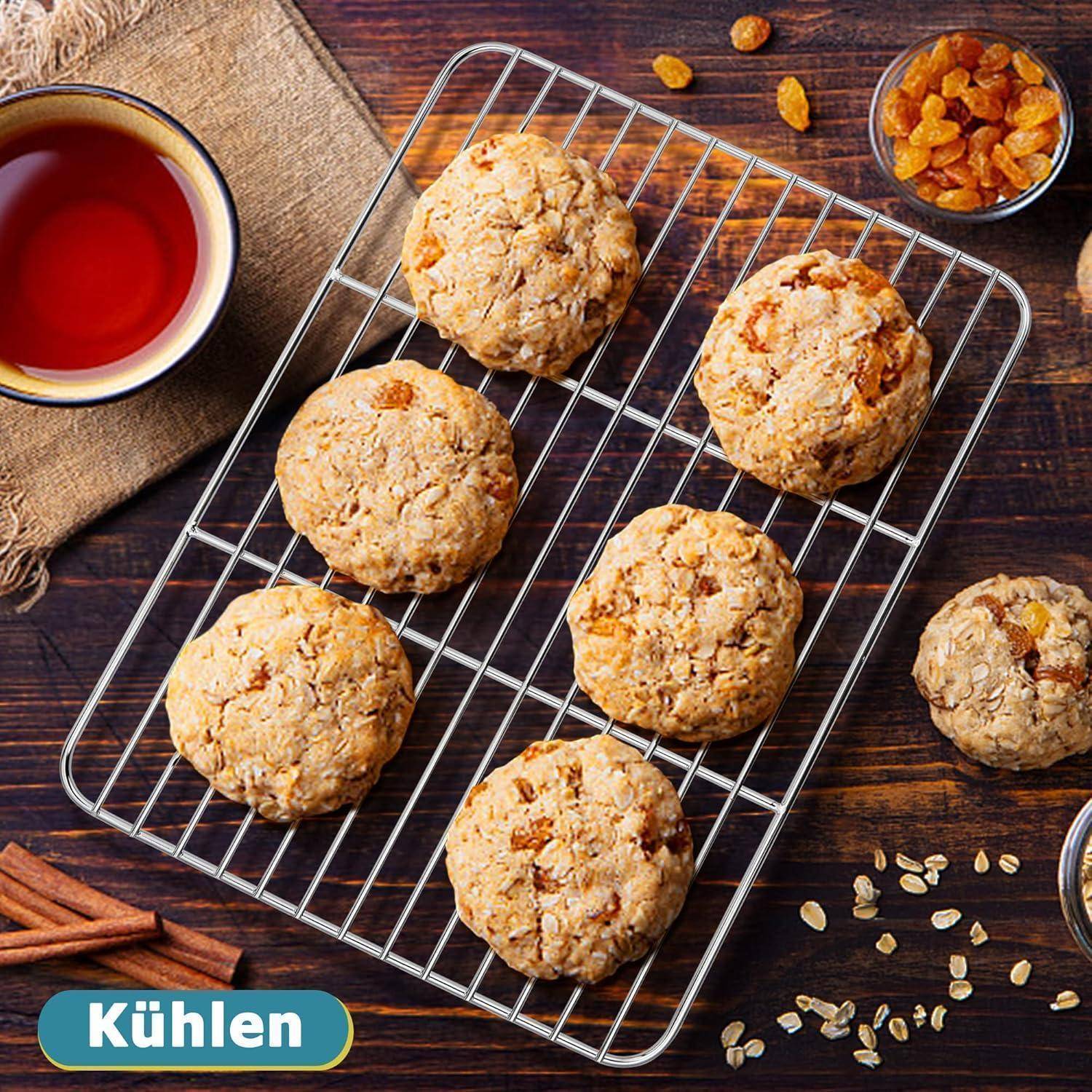 Edelstahl Abkühlgitter 2er-Set Rechteckig Kuchengitter groß, 38,6 x