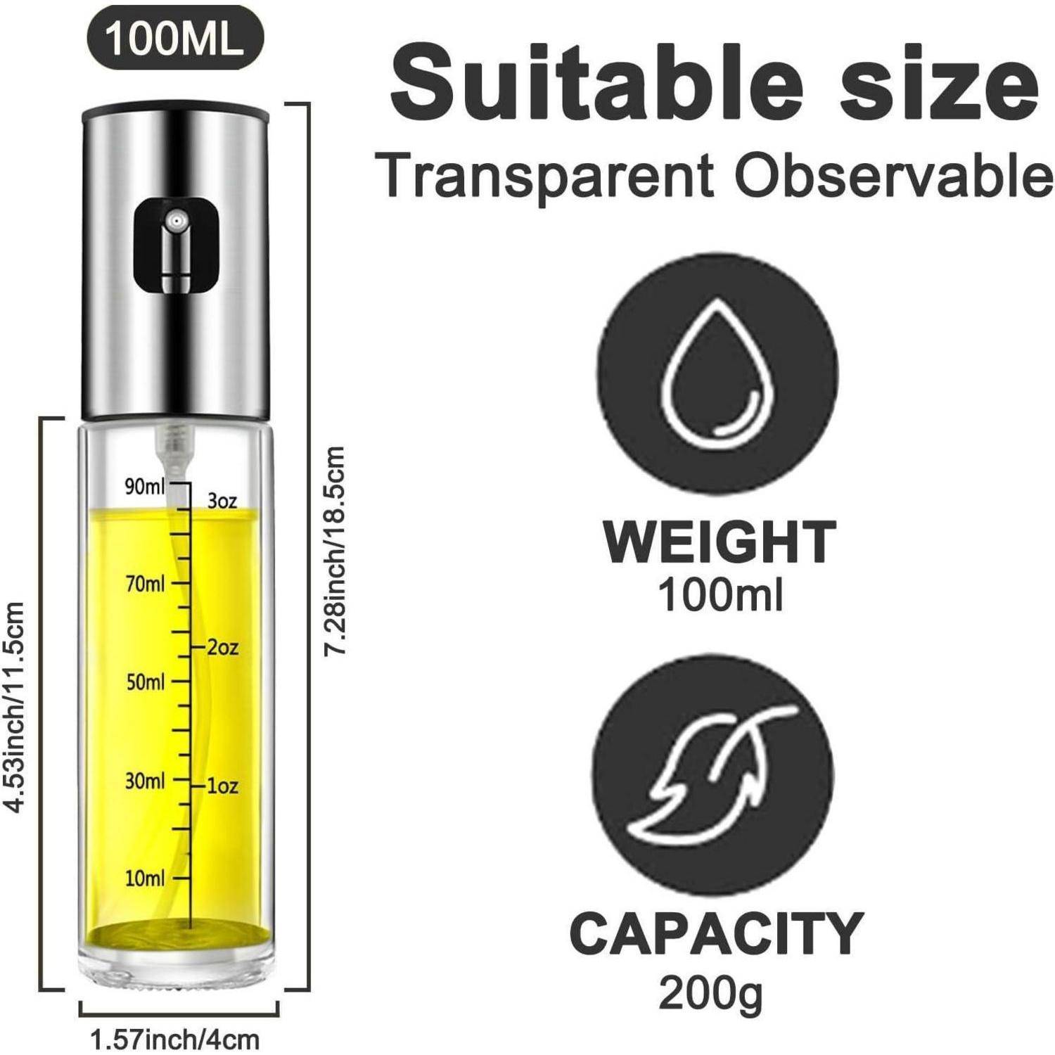 Ölsprüher 2er Set 100ml Glas Zerstäuber für Küche BBQ