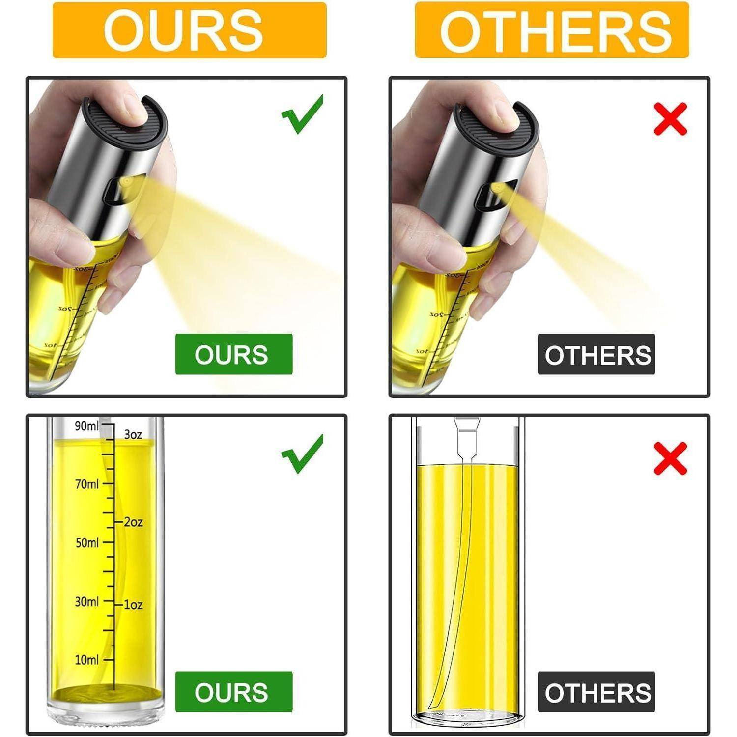 Ölsprüher 2er Set 100ml Glas Zerstäuber für Küche BBQ