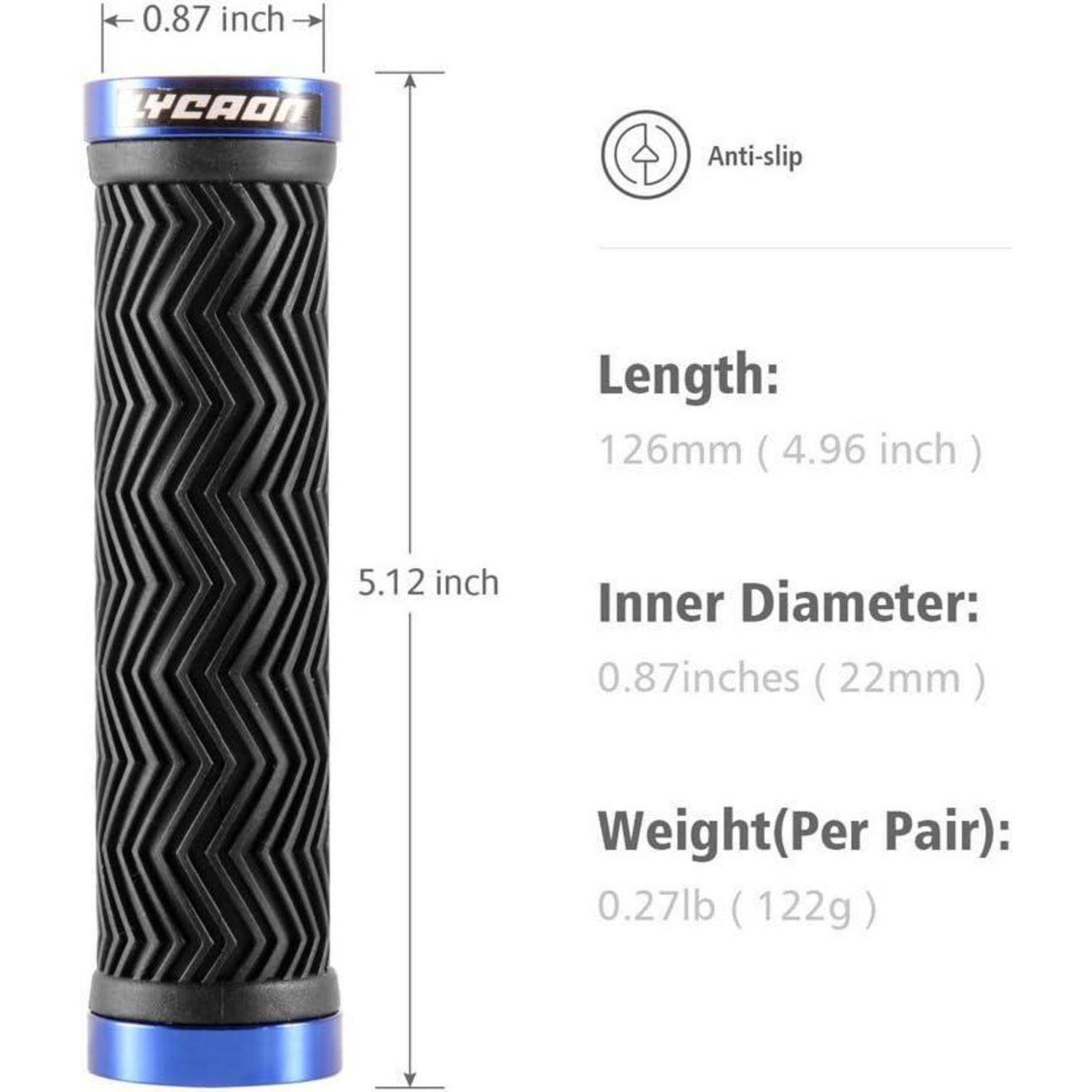 Ergonomic Fahrradgriffe mit Aluminium-Endkappen Blau, MTB