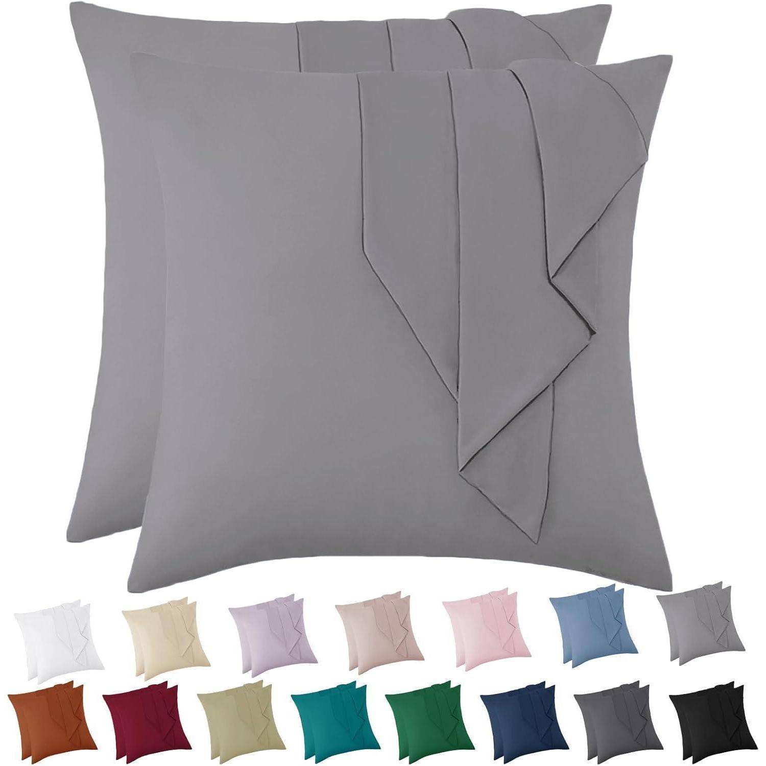 Kissenbezug 80x80 Grau Weich Mikrofaser 2er Set OEKO Hypoallergen