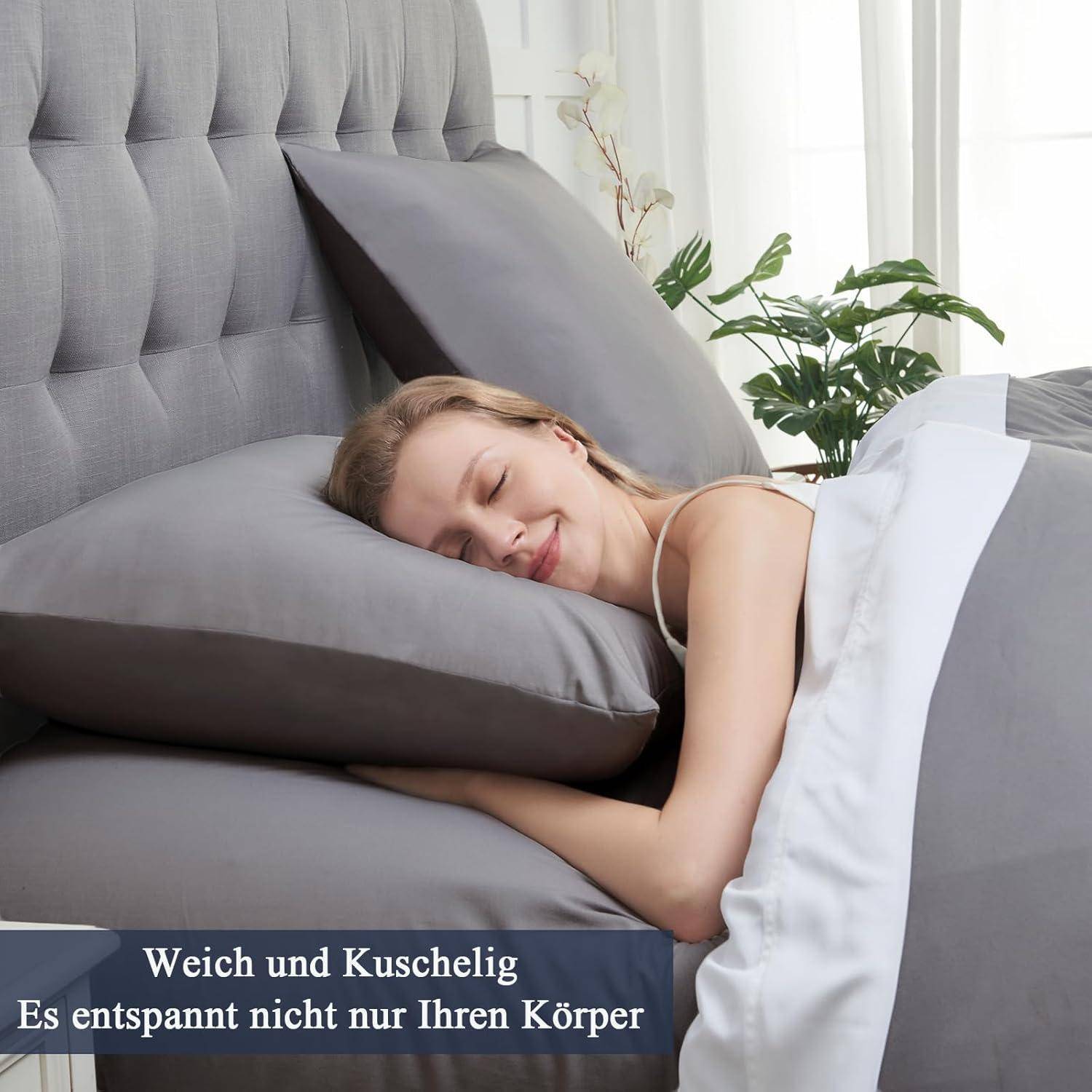 Kissenbezug 80x80 Grau Weich Mikrofaser 2er Set OEKO Hypoallergen