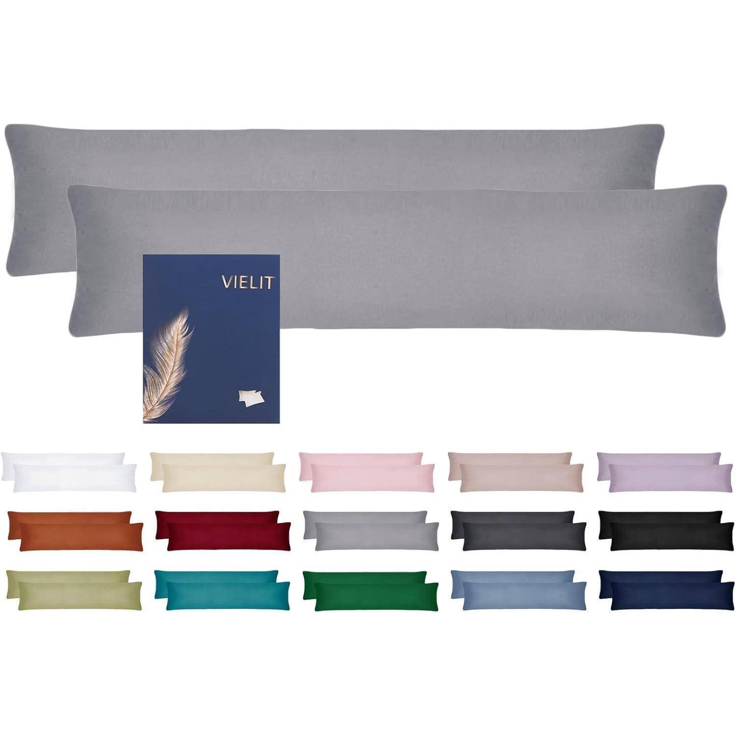 Seitenschläferkissen Bezug 40x145 2er-Set Weich Grau Öko-zertifiziert