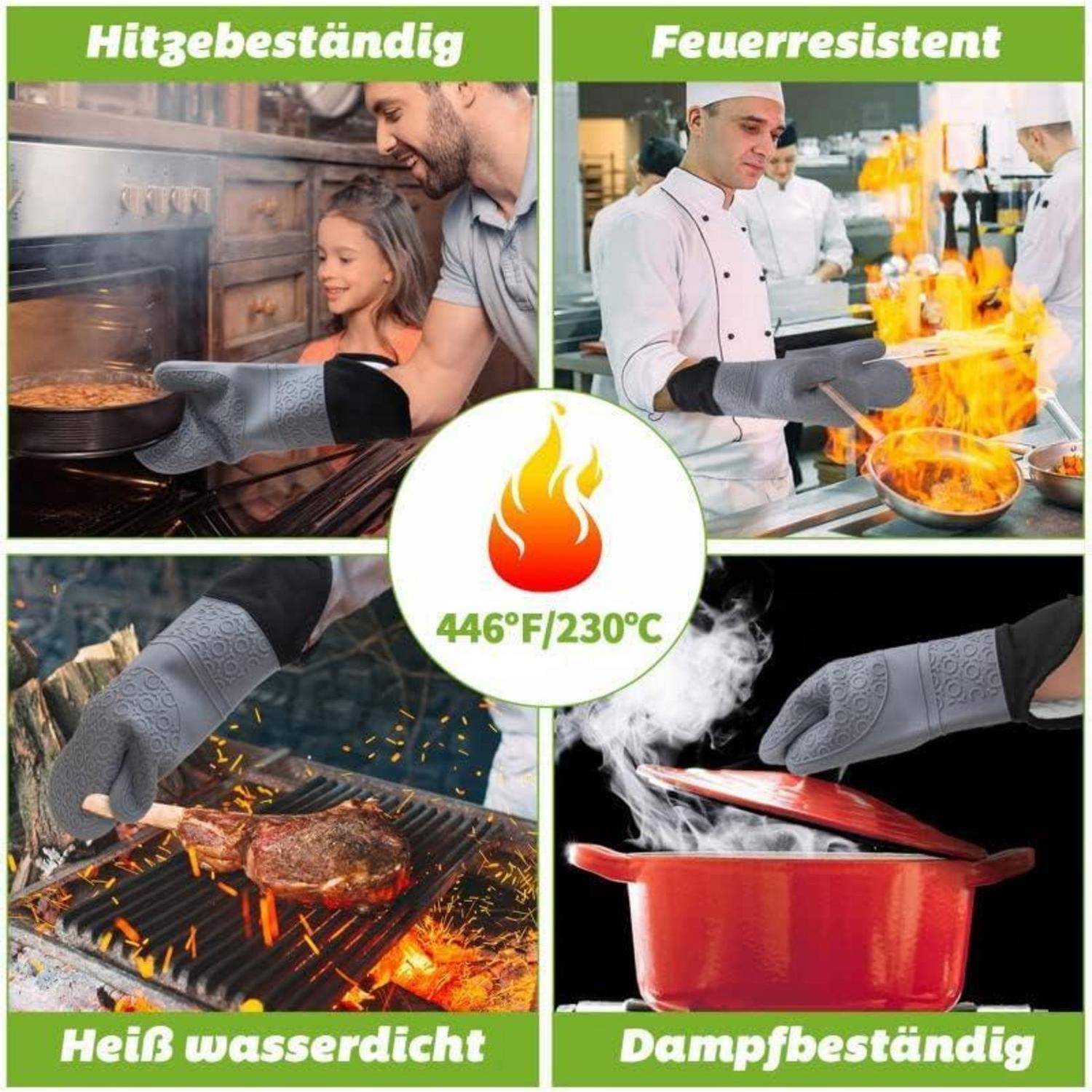 Küchenhandschuhe Silikon-Set hitzebeständig rutschfest