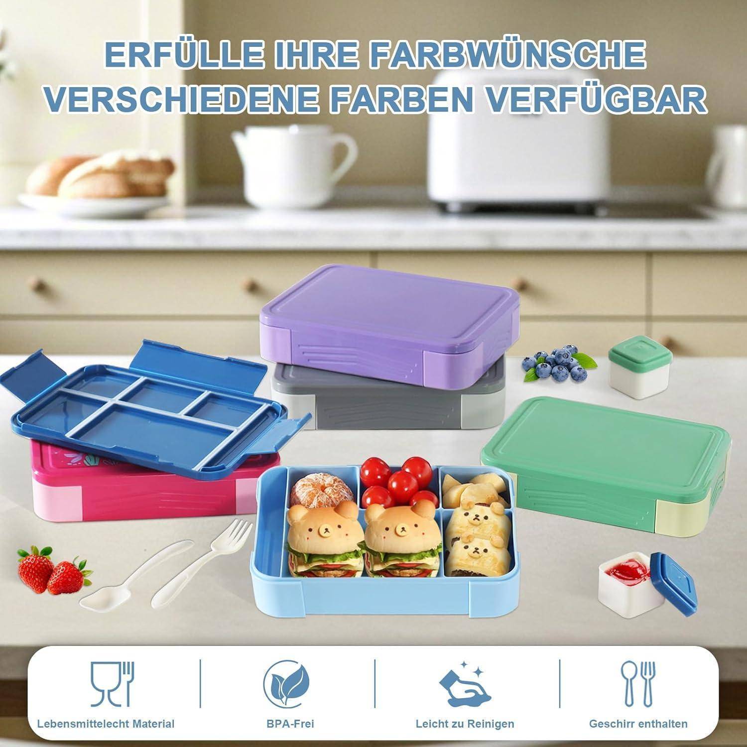 Brotdose mit Fächern 1300ml Lunchbox für Kinder Auslaufsicher Bento