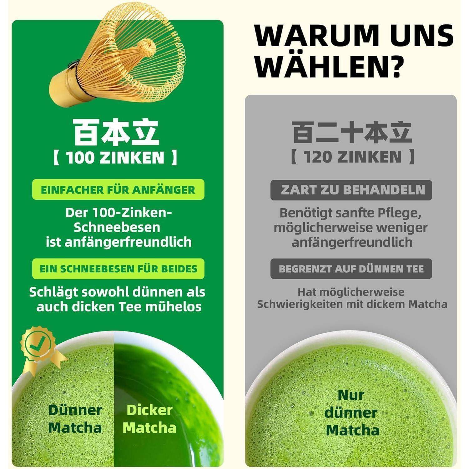 Matcha-Zubehör-Set aus natürlichem Bambus & Procelain