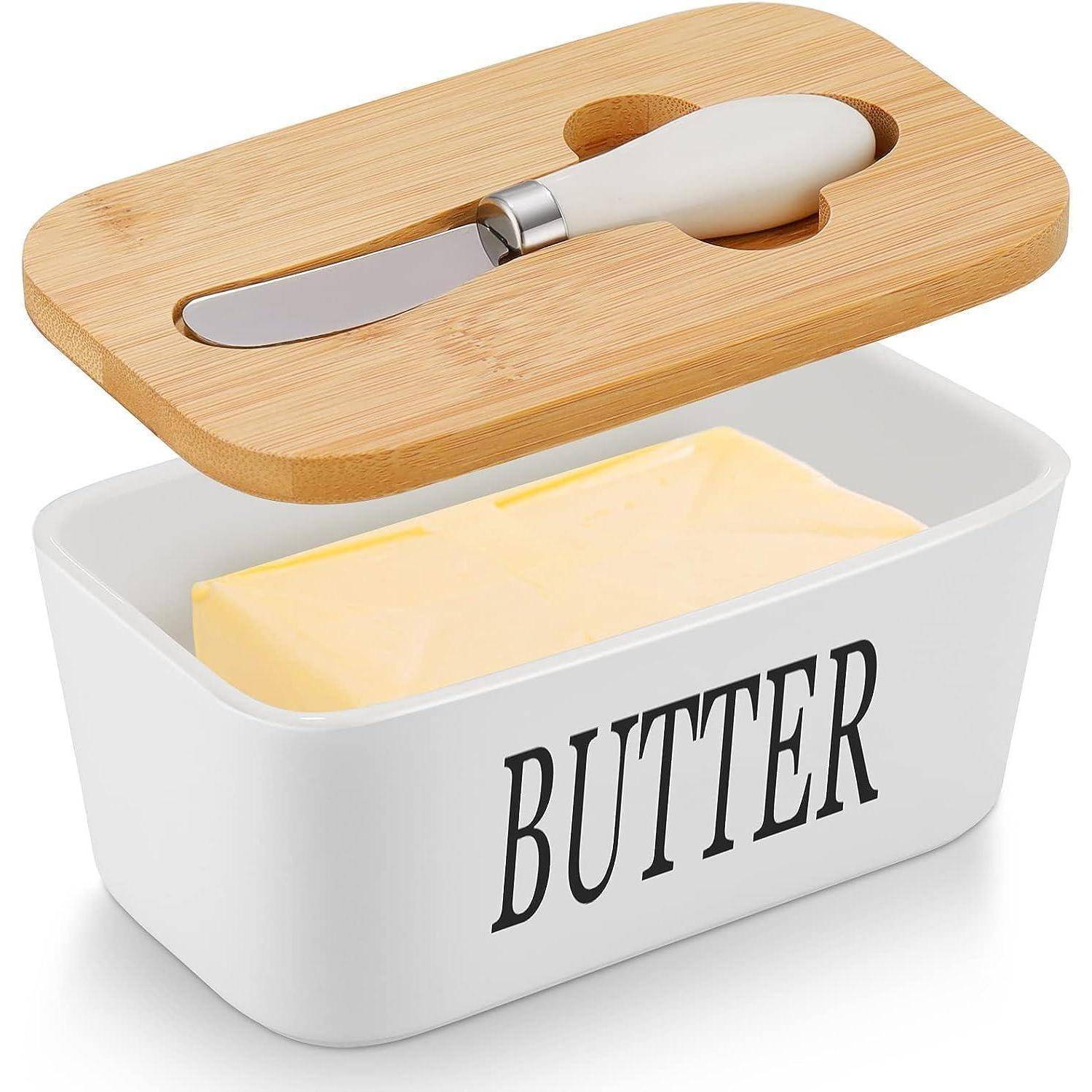 Butterdose Emaille mit Holzdeckel Silikon-Dichtlippe 250 g