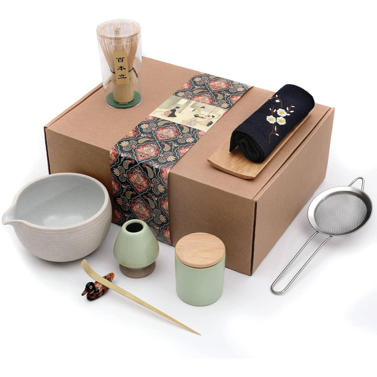 Japanisches Matcha-Teeset Handgefertigt 9tlg. Bambus Teezeremonie Set