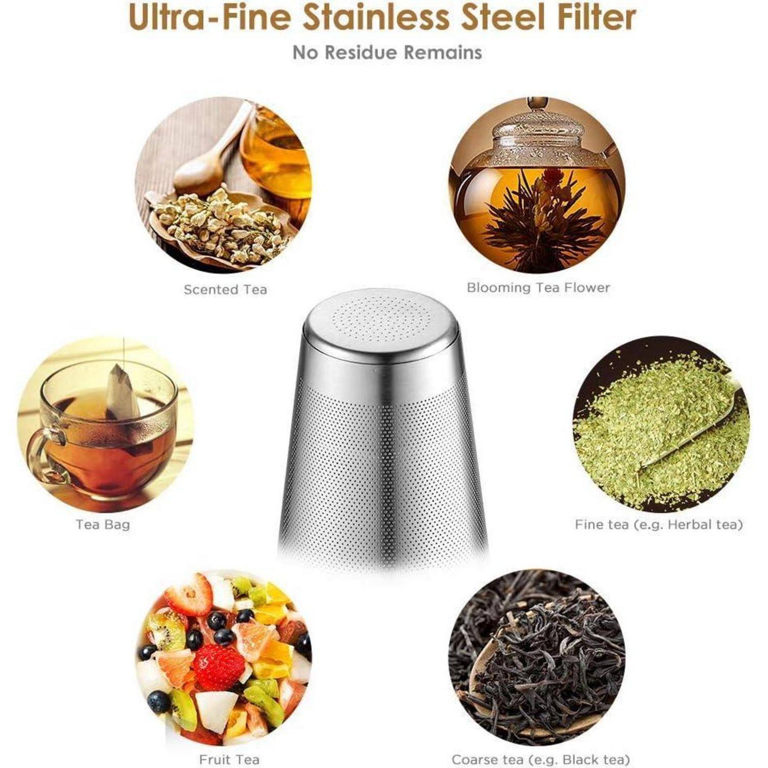 Silberne Teekanne 2000ml mit Edelstahl Teesieb Borosilicate Glas