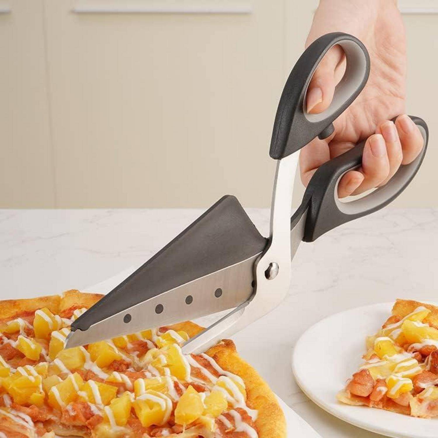 Pizzaschere Pizzamesser Pizzaschneider mit Pizza-Heber 27cm