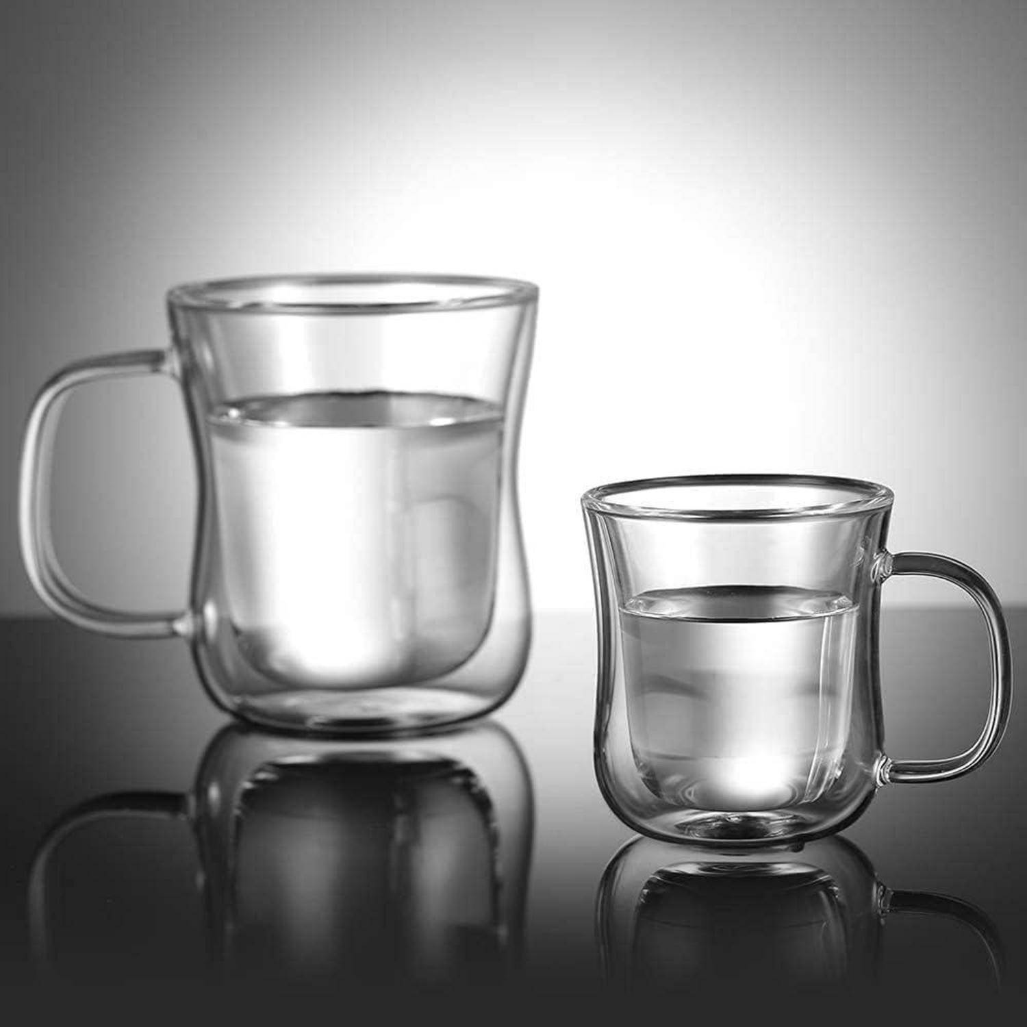 Doppelwandige Espressotassen Set Borosilikatglas Kaffeetassen 120ml