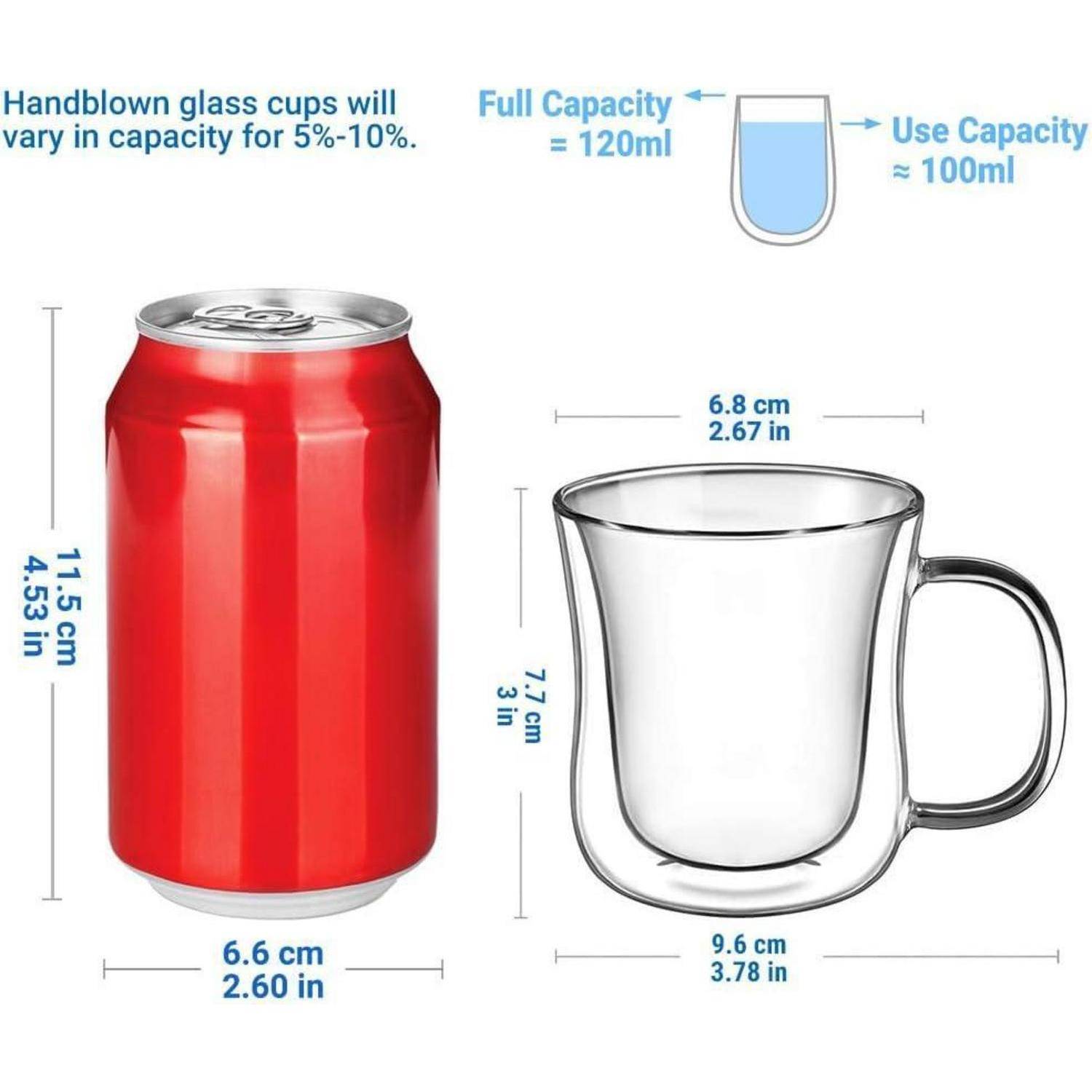 Doppelwandige Espressotassen Set Borosilikatglas Kaffeetassen 120ml