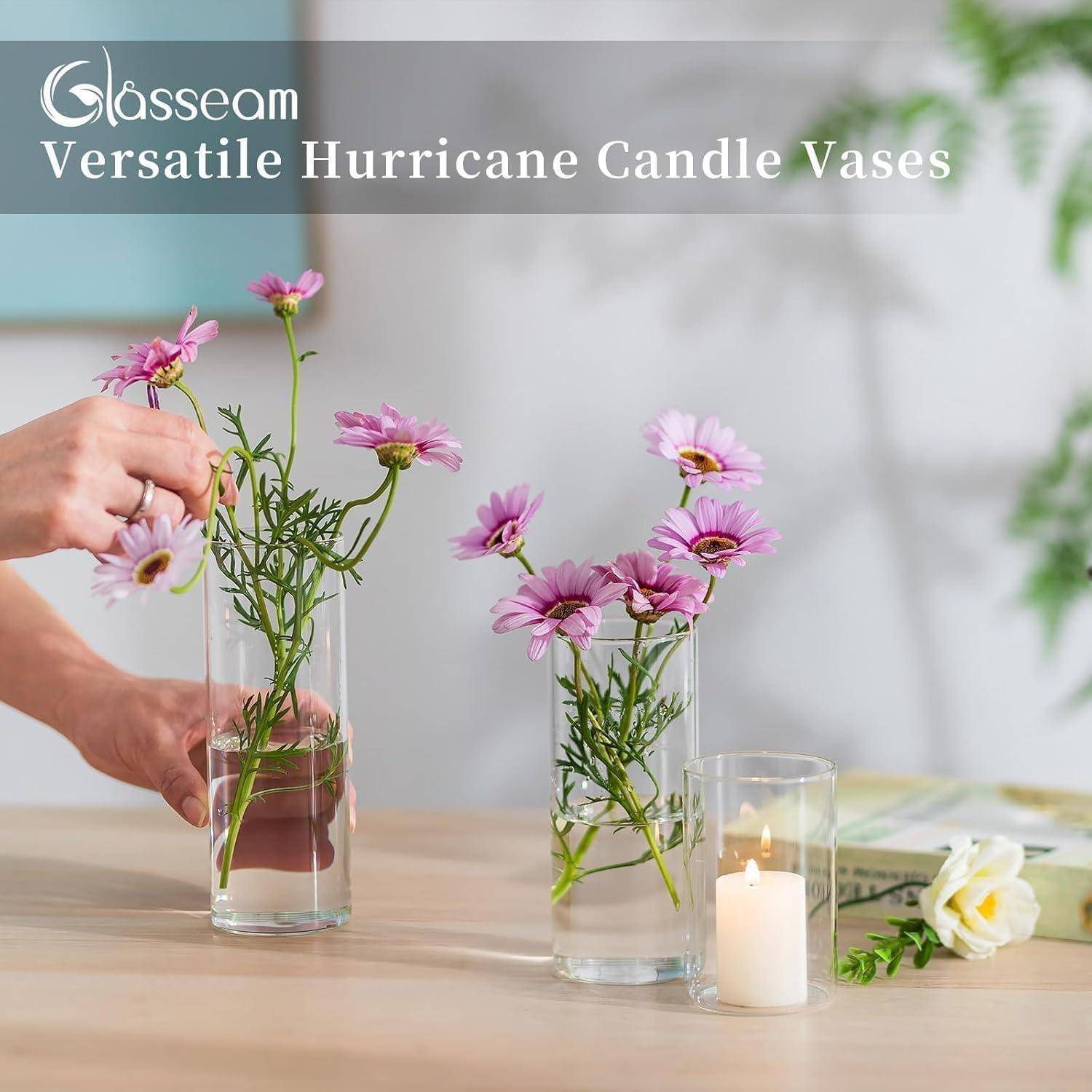 Moderne Zylindervasen Glas 6 Stück Set 10/15/20cm für Wohnzimmer Deko