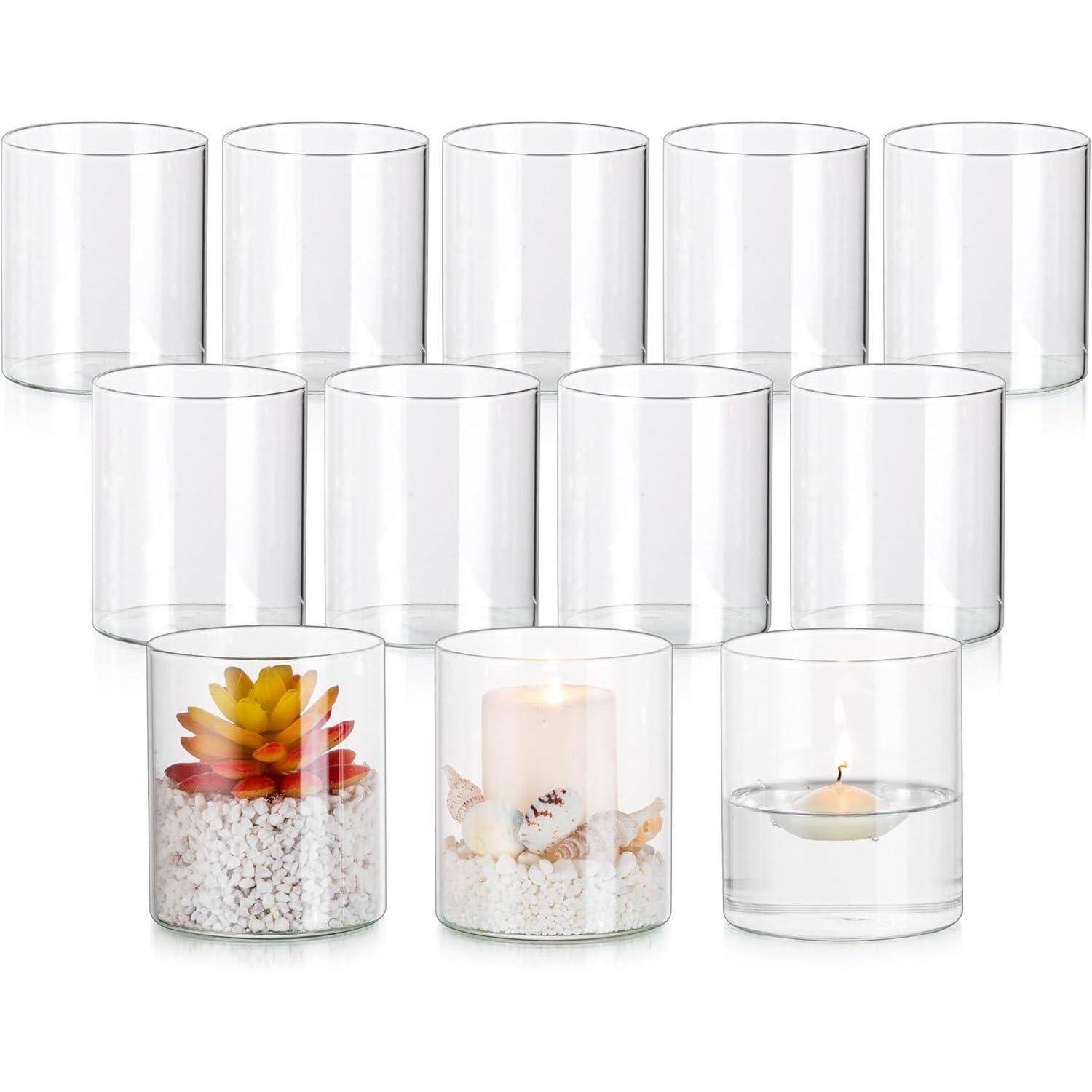 Kerzenhalter Glas Stumpenkerzen Schwimmkerzen Deko Vase 12er-Set 10cm