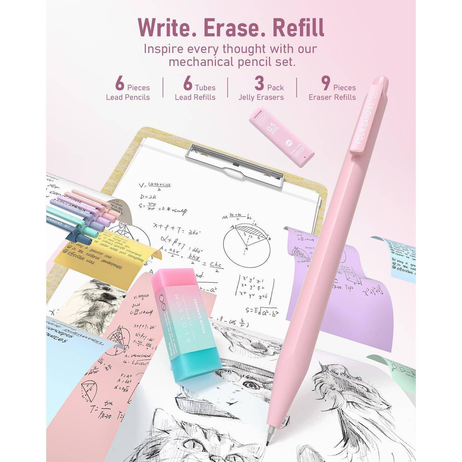 Pastell Textmarker, Druckbleistifte, Gelstifte Set 39-tlg. mit
