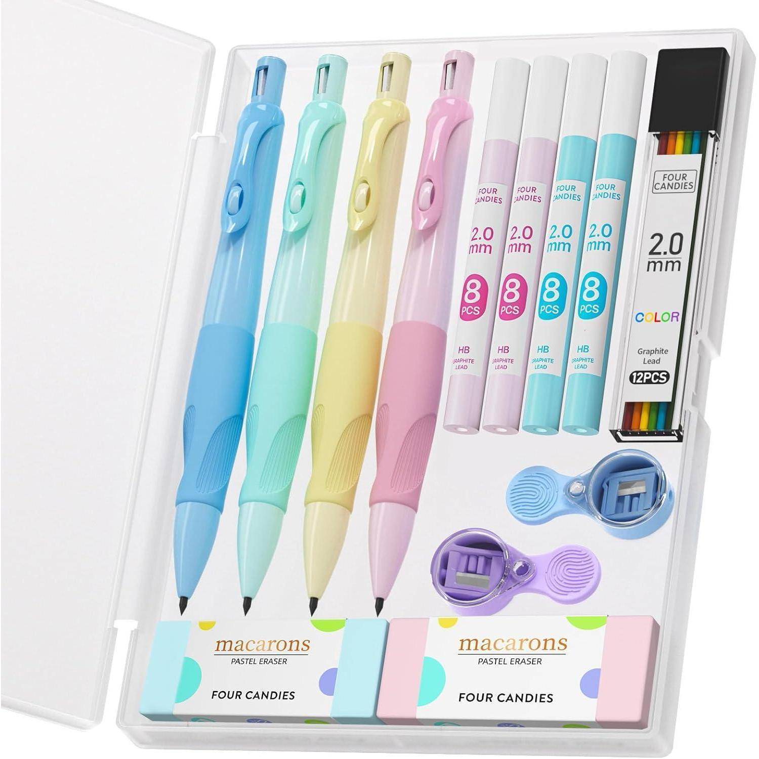 Ergonomisches Druckbleistift-Set Kinder 4 niedliche Druckbleistifte