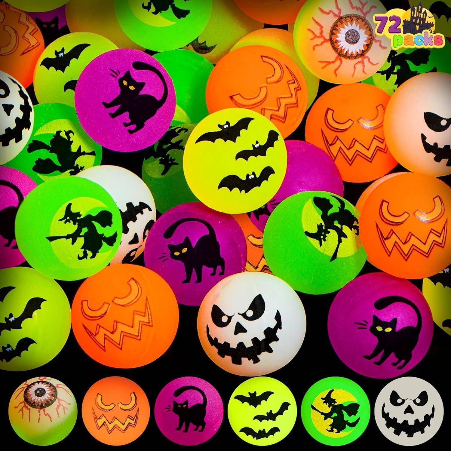 72 Stück Halloween Flummi im Dunkeln leuchtend 32mm Gummiball Hüpfball