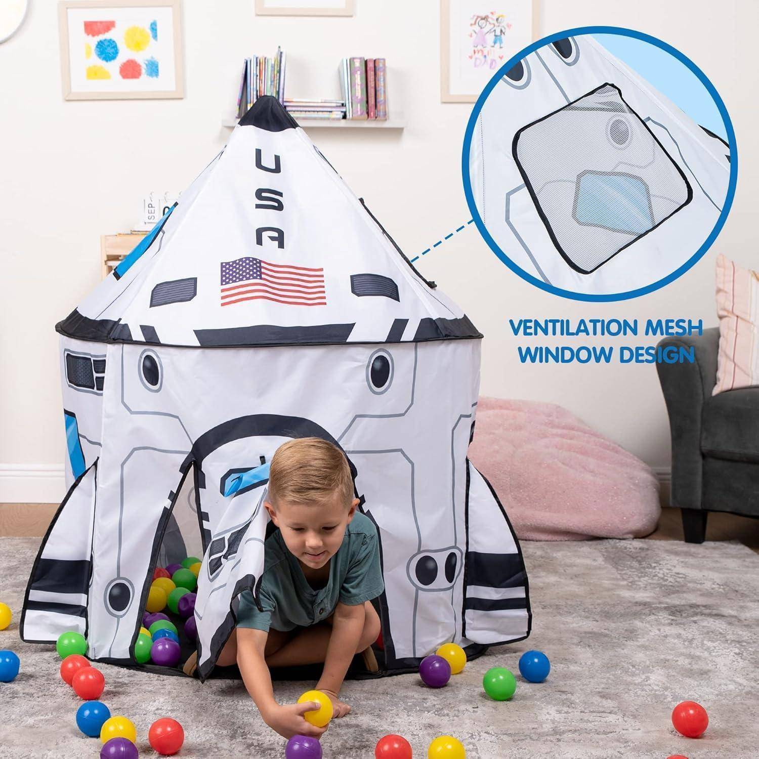 Kinderzelt Rakete Weltraum Spielzelt Indoor Outdoor Tragbar mit