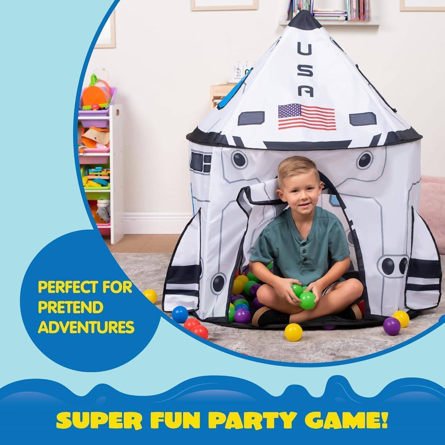Kinderzelt Rakete Weltraum Spielzelt Indoor Outdoor Tragbar mit