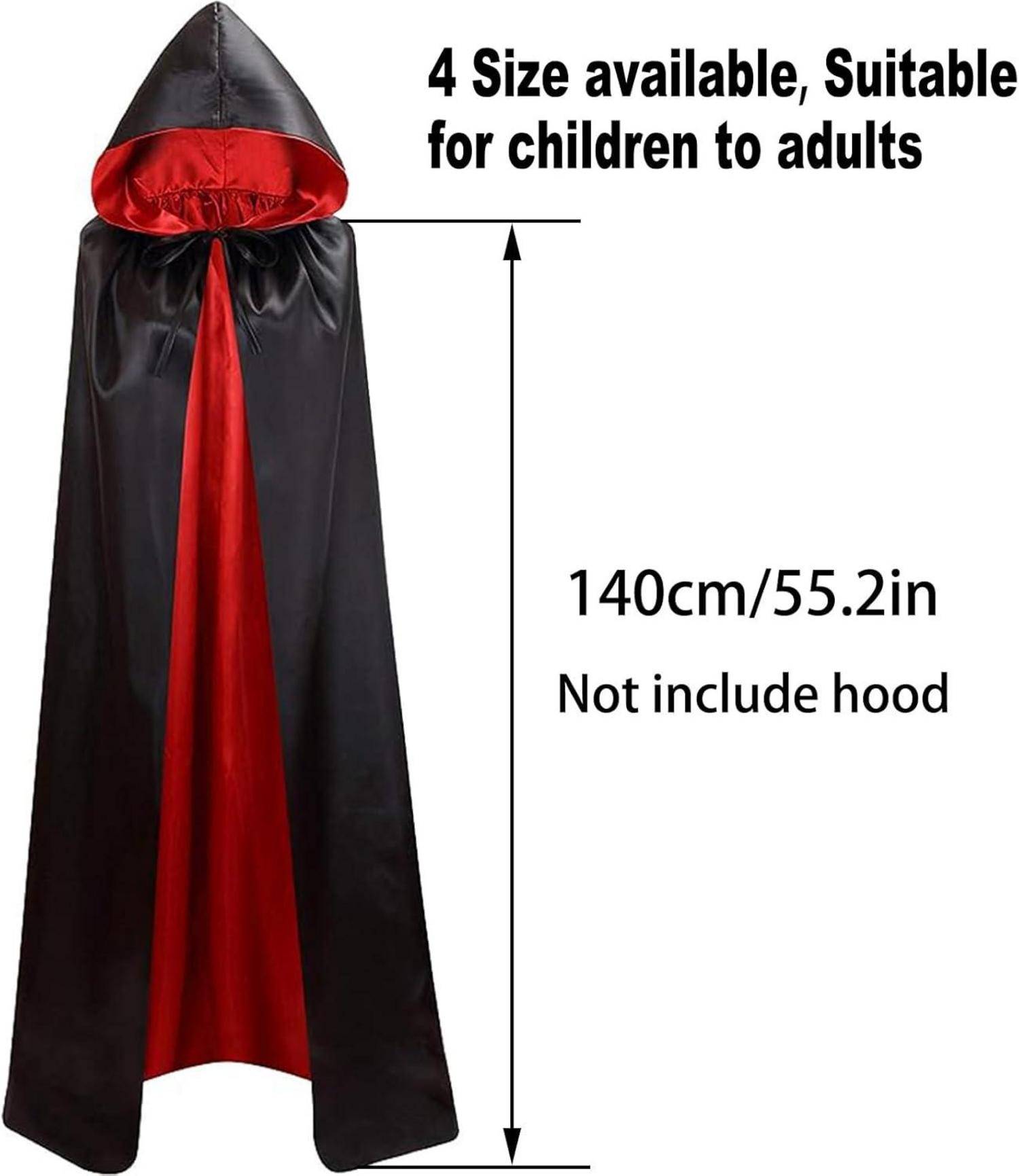 Halloween Vampir Umhang Kinder 140CM Satin Doppelseitig Mädchen