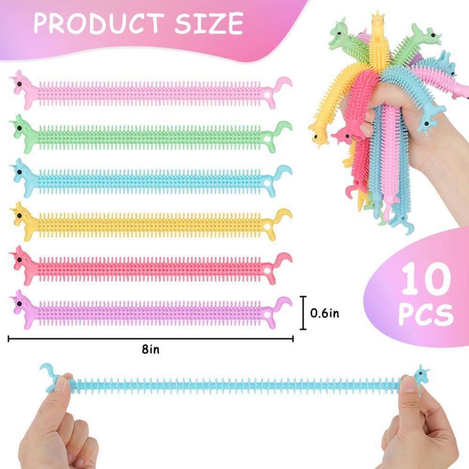 Einhornde dehnbare Zappelschnur 10er Pack - Stressabbau Fidget