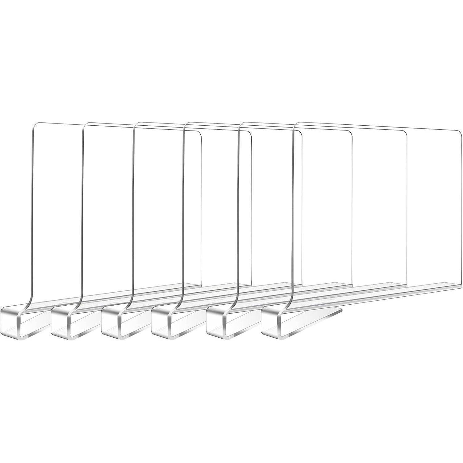 6 Stück Transparente Acryl Regalteiler, verstellbarer