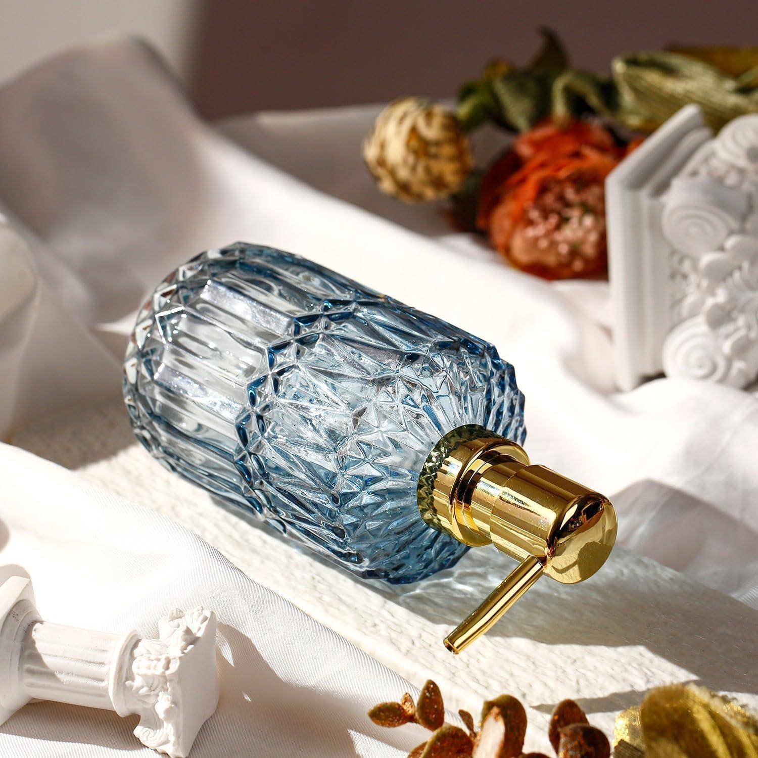 Seifenspender Nachfüllbarer Glas Flüssigseifen Spender Blau