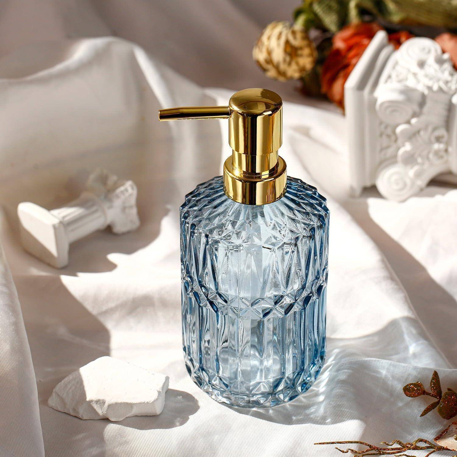 Seifenspender Nachfüllbarer Glas Flüssigseifen Spender Blau