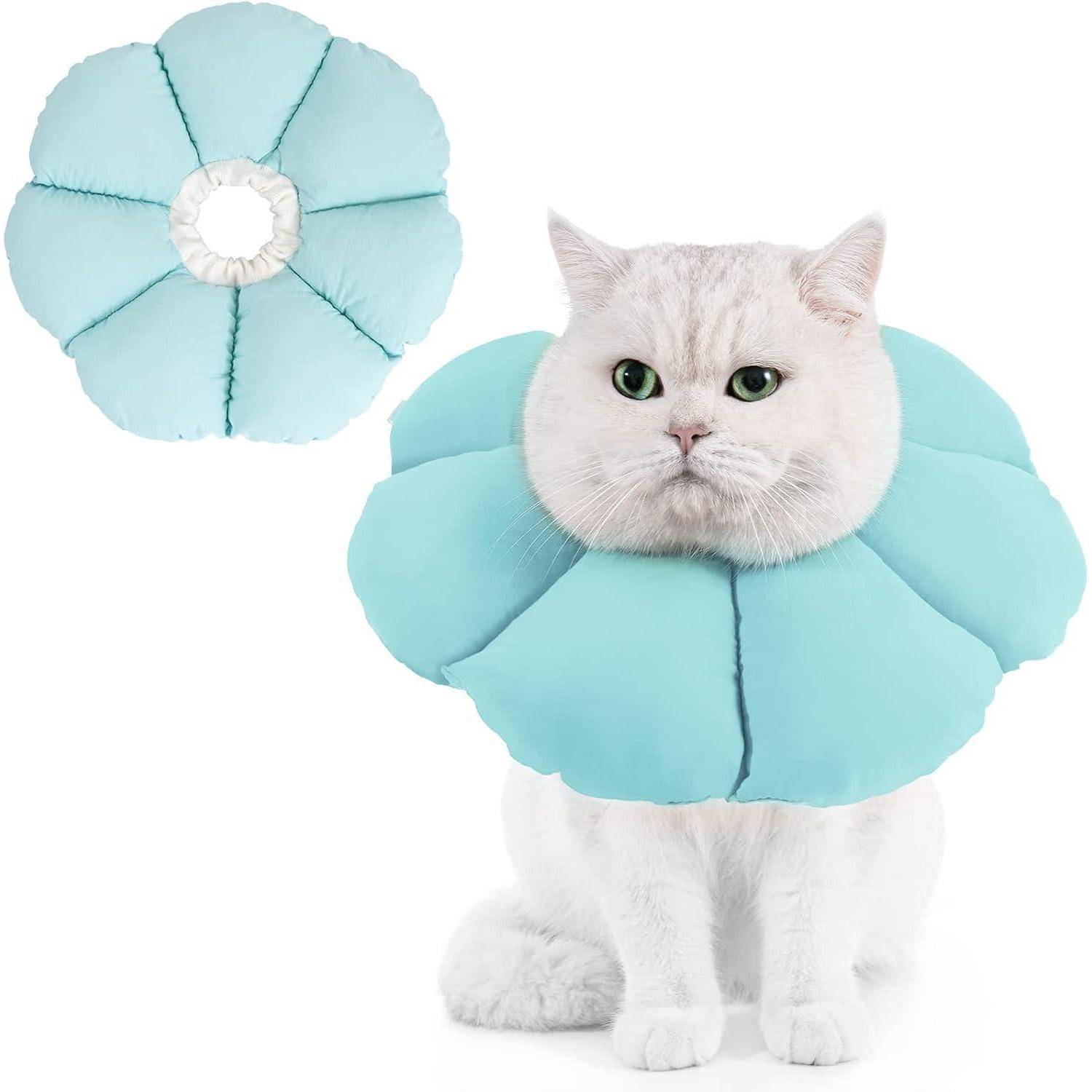Halskrause Katze Einstellbar Weich Leckschutz Kragen Klein Hund Blau