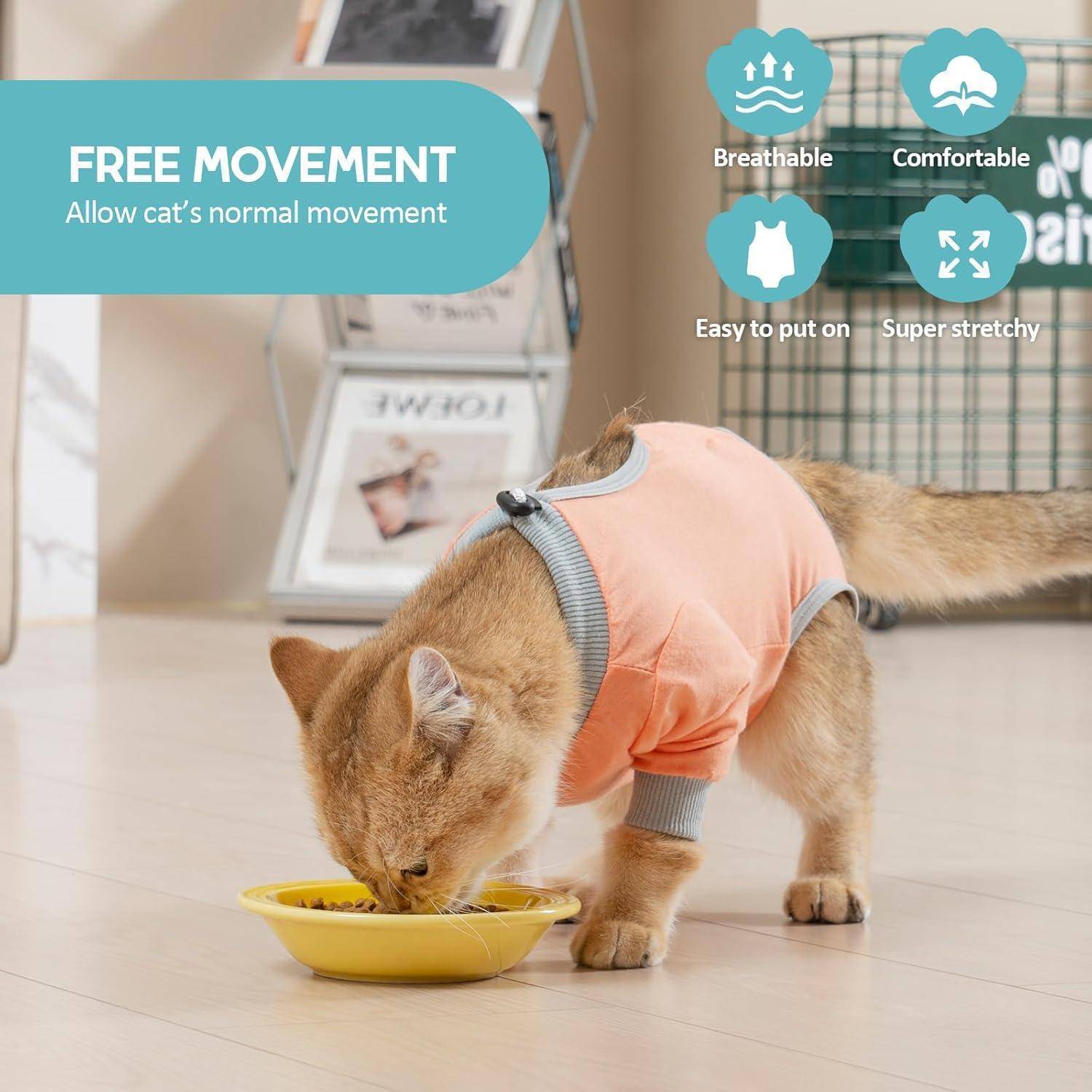 Katzenbody OP Erholungsanzug Modal Kastration Leckschutz Suit S-Coral