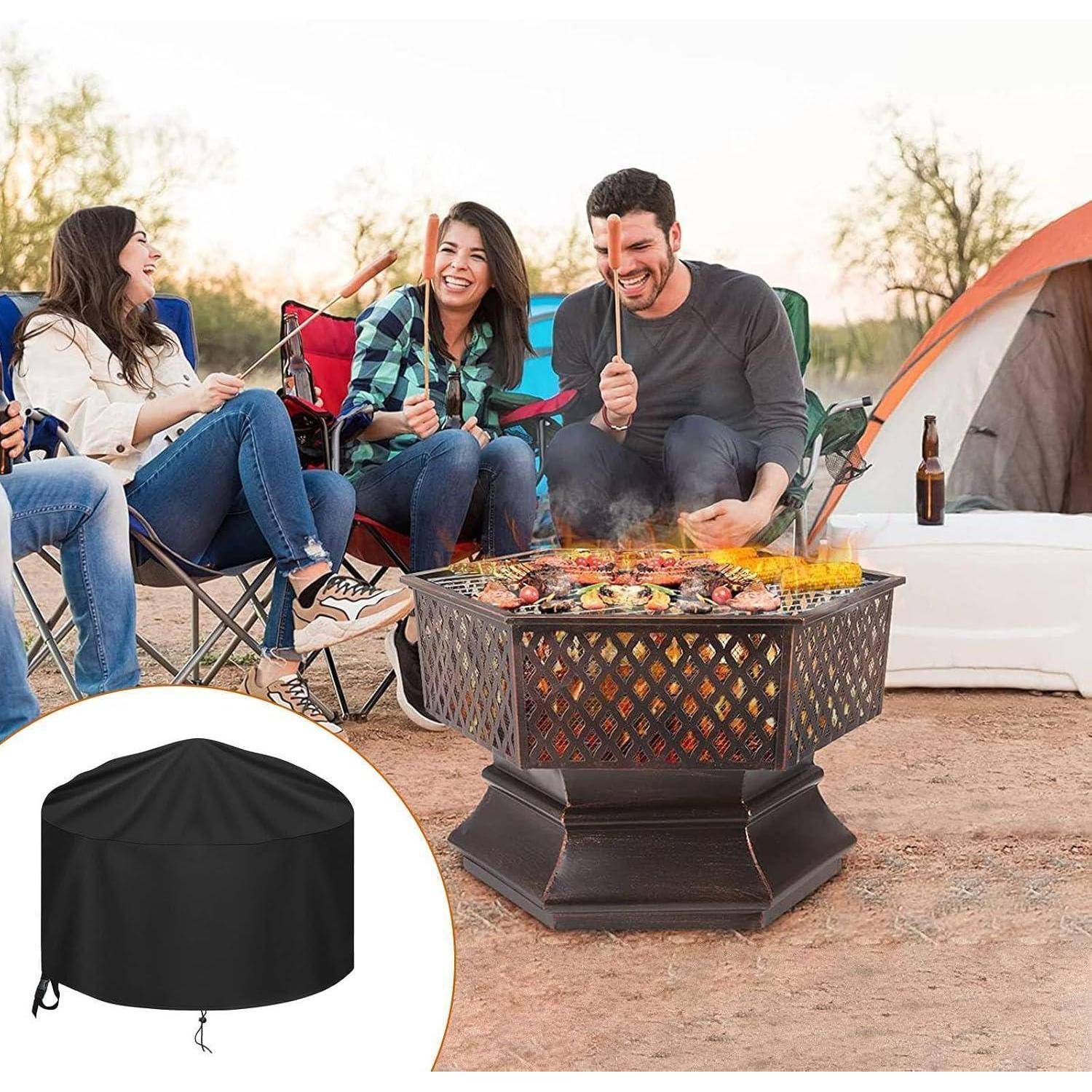 Feuerstelle Abdeckung Wasserdicht 90x60cm Schwarz für Feuerschale