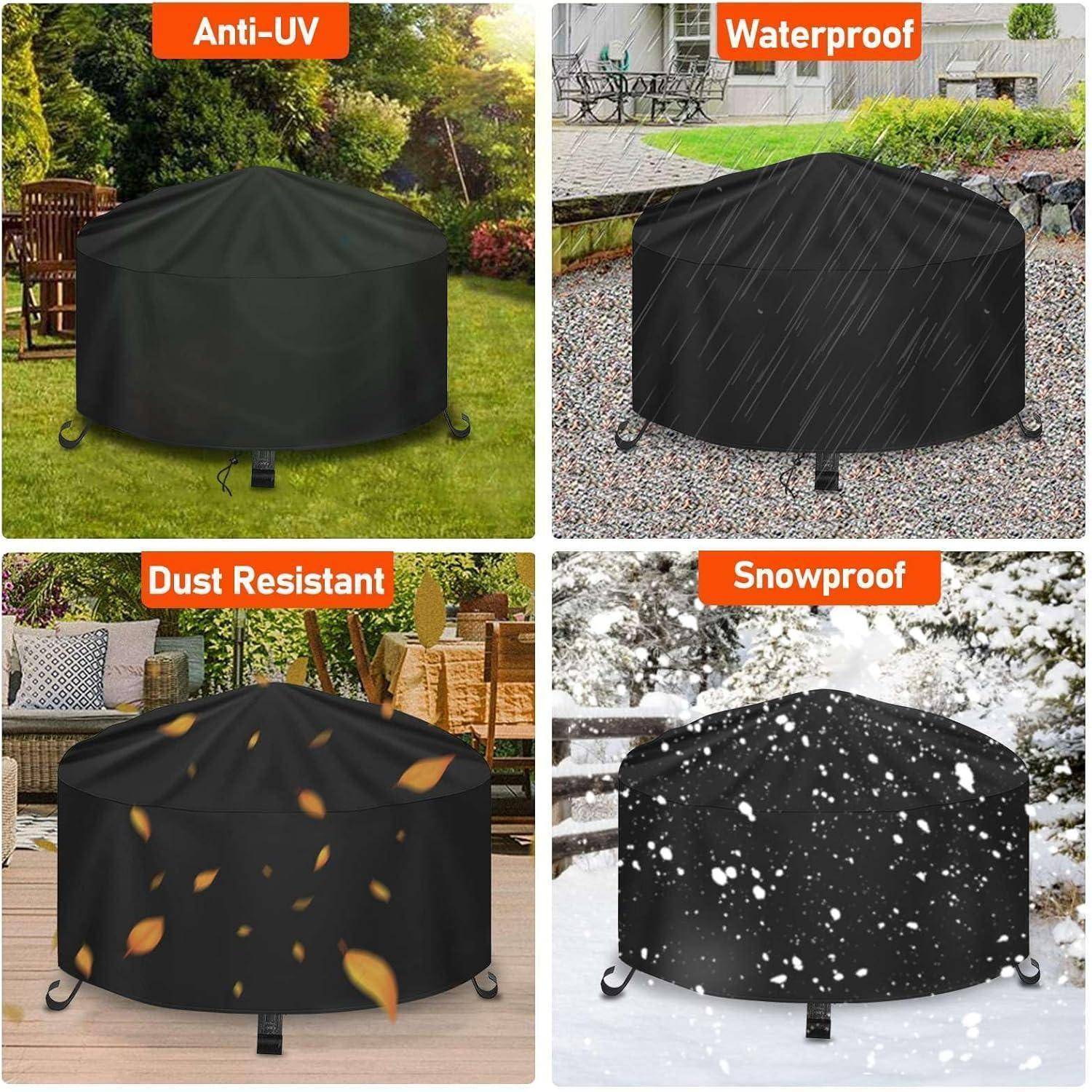 Feuerstelle Abdeckung Wasserdicht 90x60cm Schwarz für Feuerschale