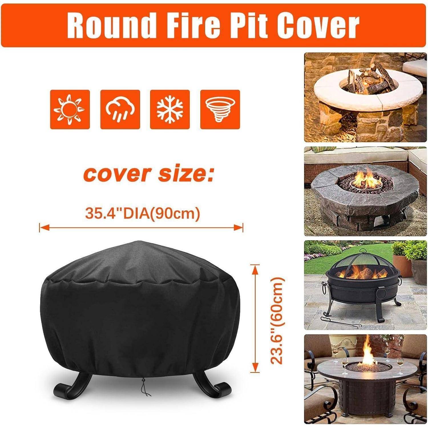 Feuerstelle Abdeckung Wasserdicht 90x60cm Schwarz für Feuerschale