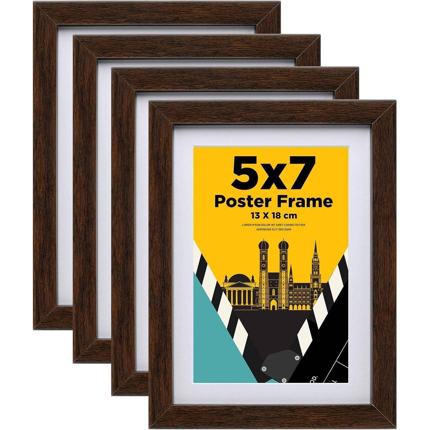 Bilderrahmen 13x18 cm Holz Acrylglas MDF 4er Set braun