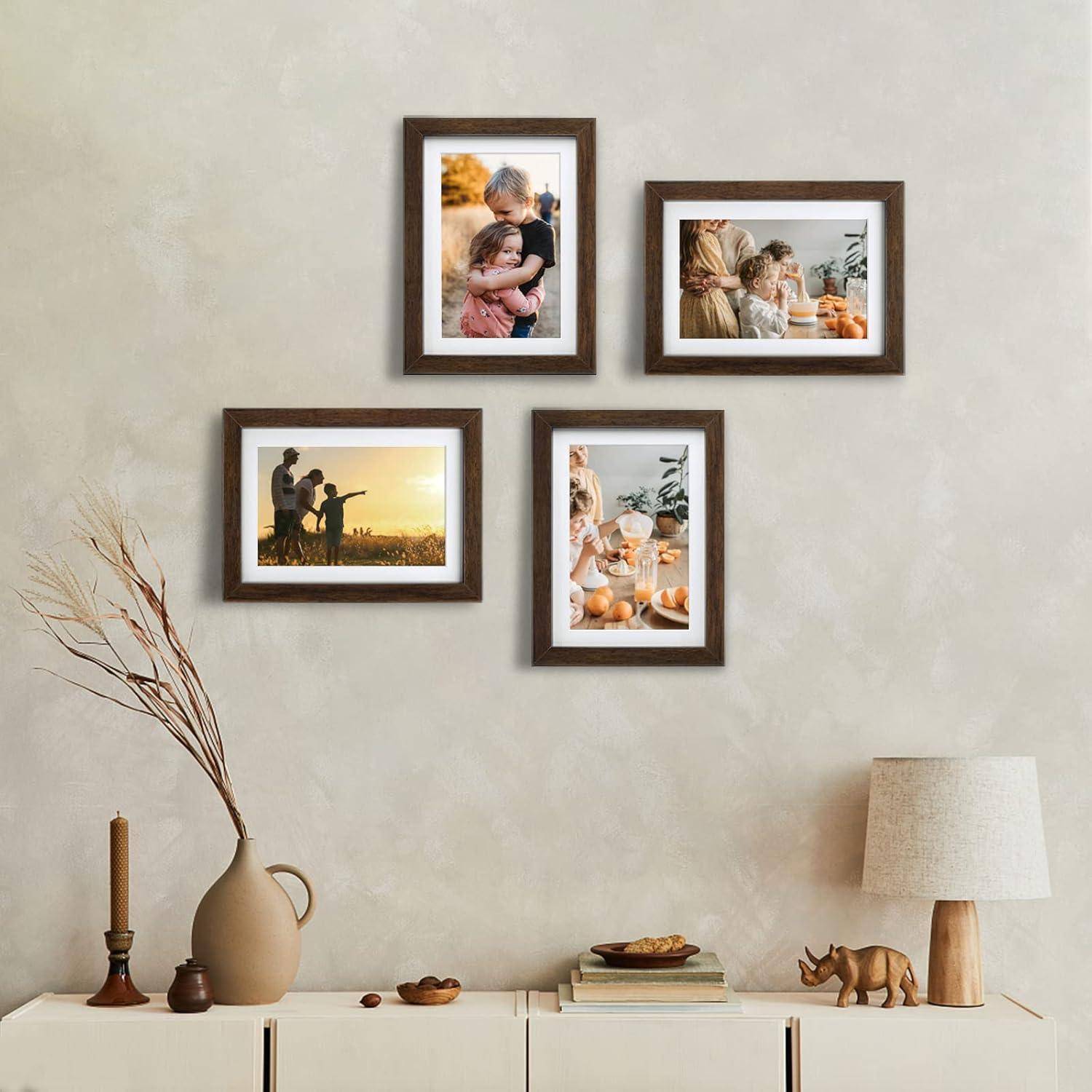 Bilderrahmen 13x18 cm Holz Acrylglas MDF 4er Set braun